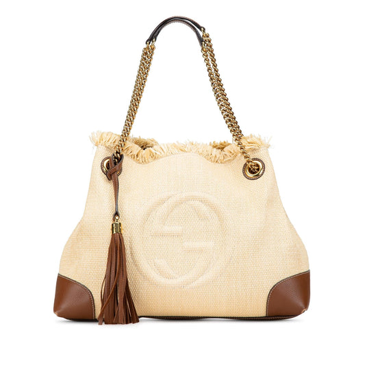 Gucci Soho SHG-jgKA4a Canvas White Medium Chain Tote Bag