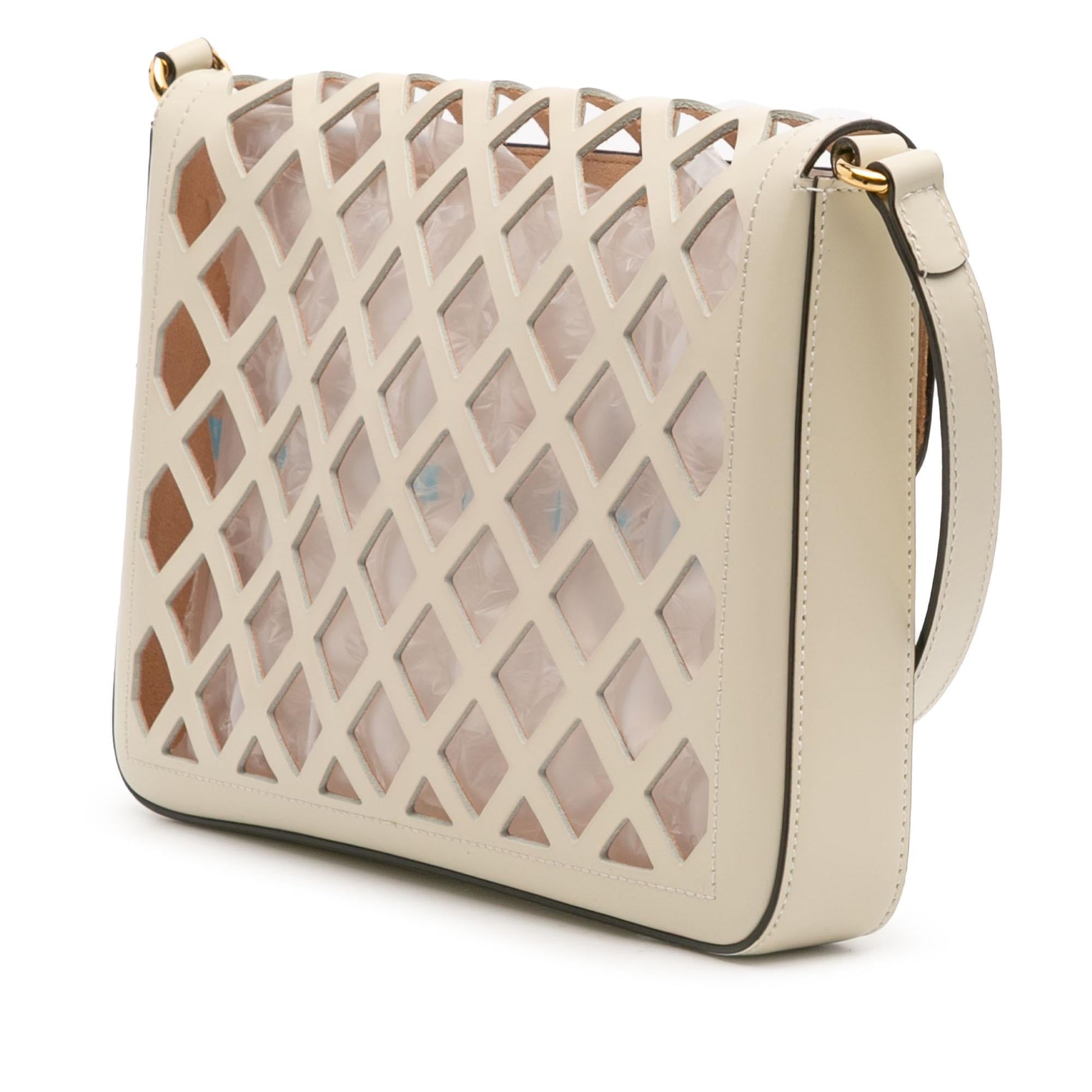 Gucci Cutout Flora Traforata Leather Canvas Medium Flap Crossbody Bag