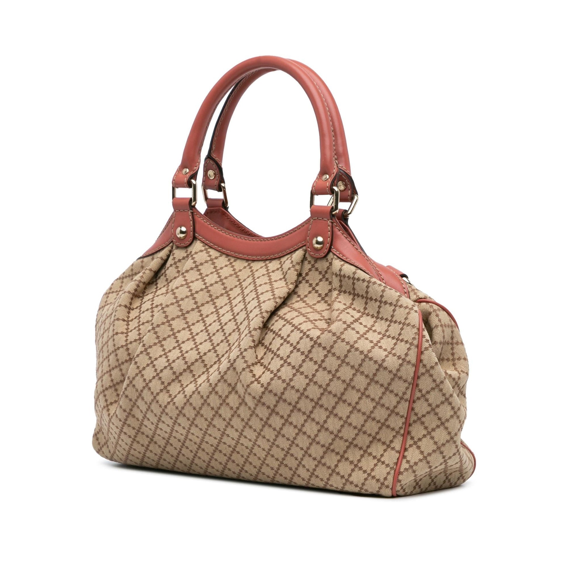 Gucci Diamante Sukey Canvas Brown Medium Tote Bag