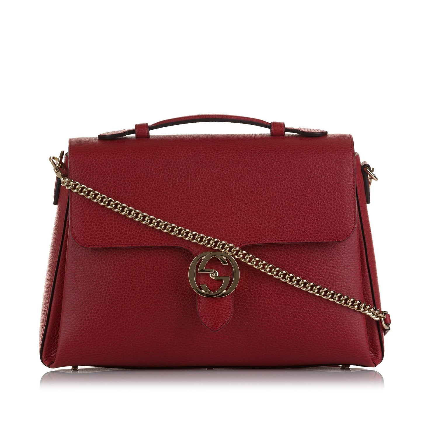 Gucci Dollar Interlocking G SHG-sMohDR Calf Red Medium Satchel Bag
