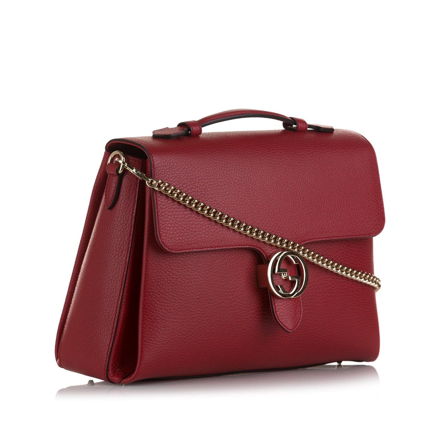 Gucci Dollar Interlocking G SHG-sMohDR Calf Red Medium Satchel Bag