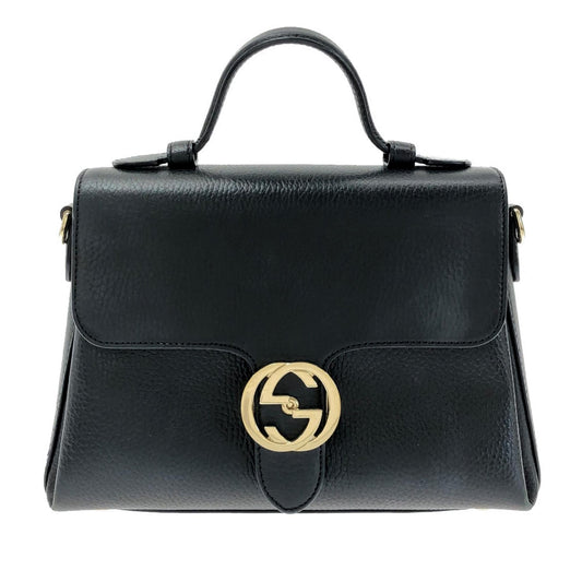 Gucci Dollar Interlocking G SHG-q6A9lp Calf Black Medium Satchel Bag