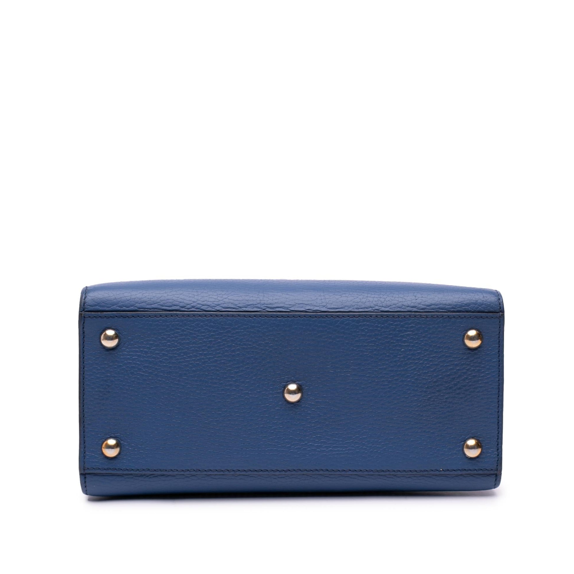 Gucci Dollar Soho Convertible Calf Blue Medium Top Handle Tote Bag Tote 2
