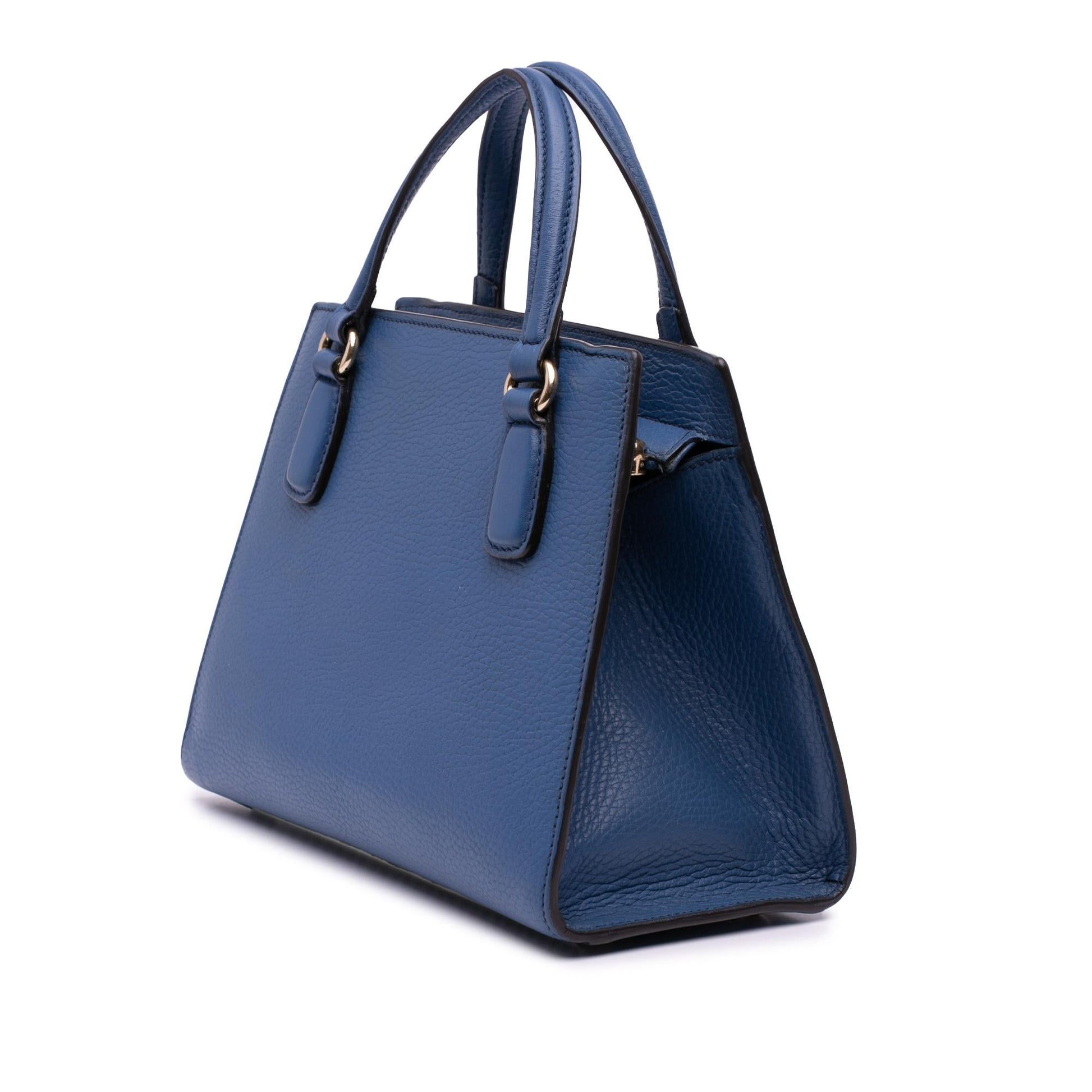 Gucci Dollar Soho Convertible Calf Blue Medium Top Handle Tote Bag Tote 2