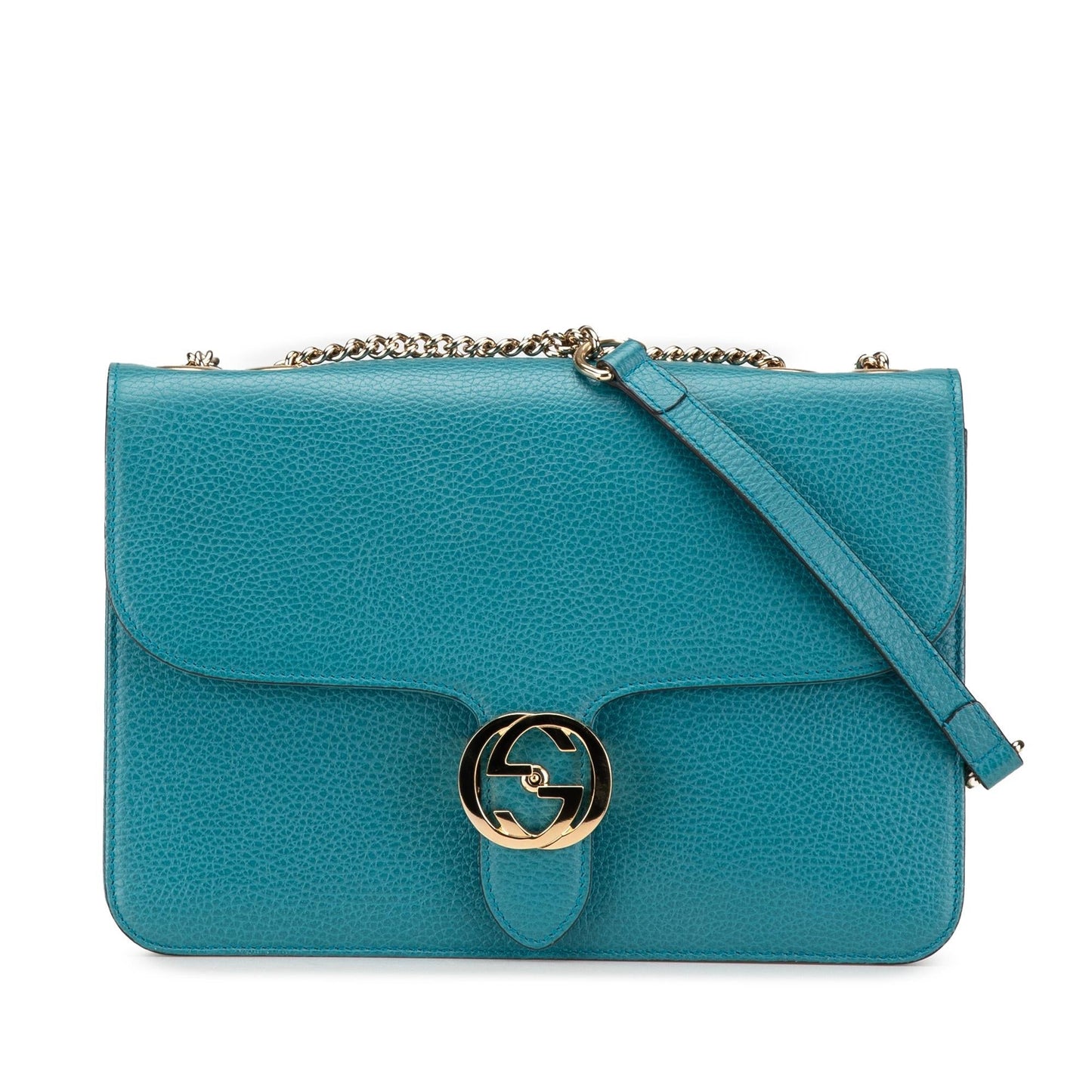 Gucci Dollar Interlocking G Calf Calfskin Blue Medium Crossbody Bag Crossbody 1
