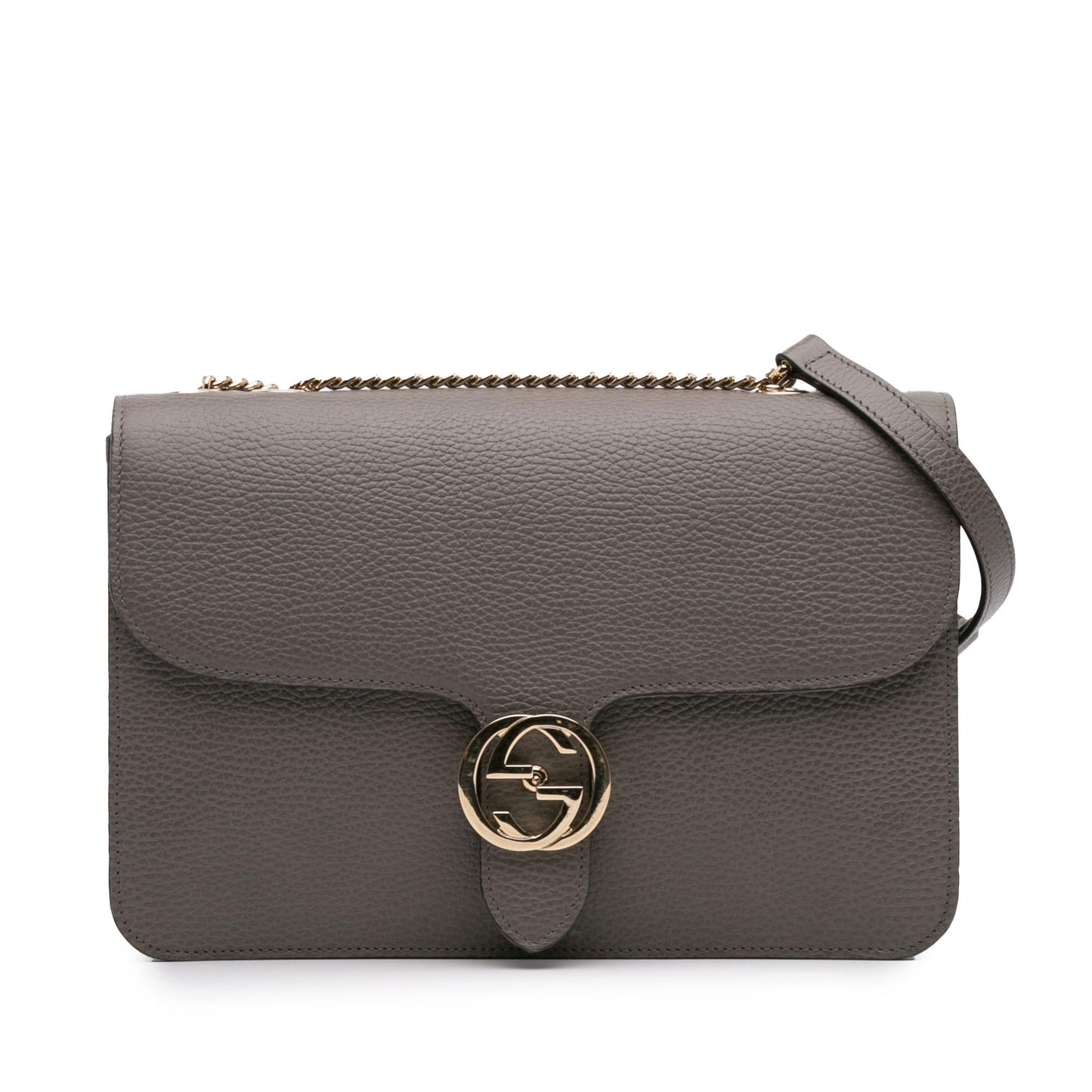 Gucci Dollar Interlocking G Calf Calfskin Grey Medium Crossbody Bag