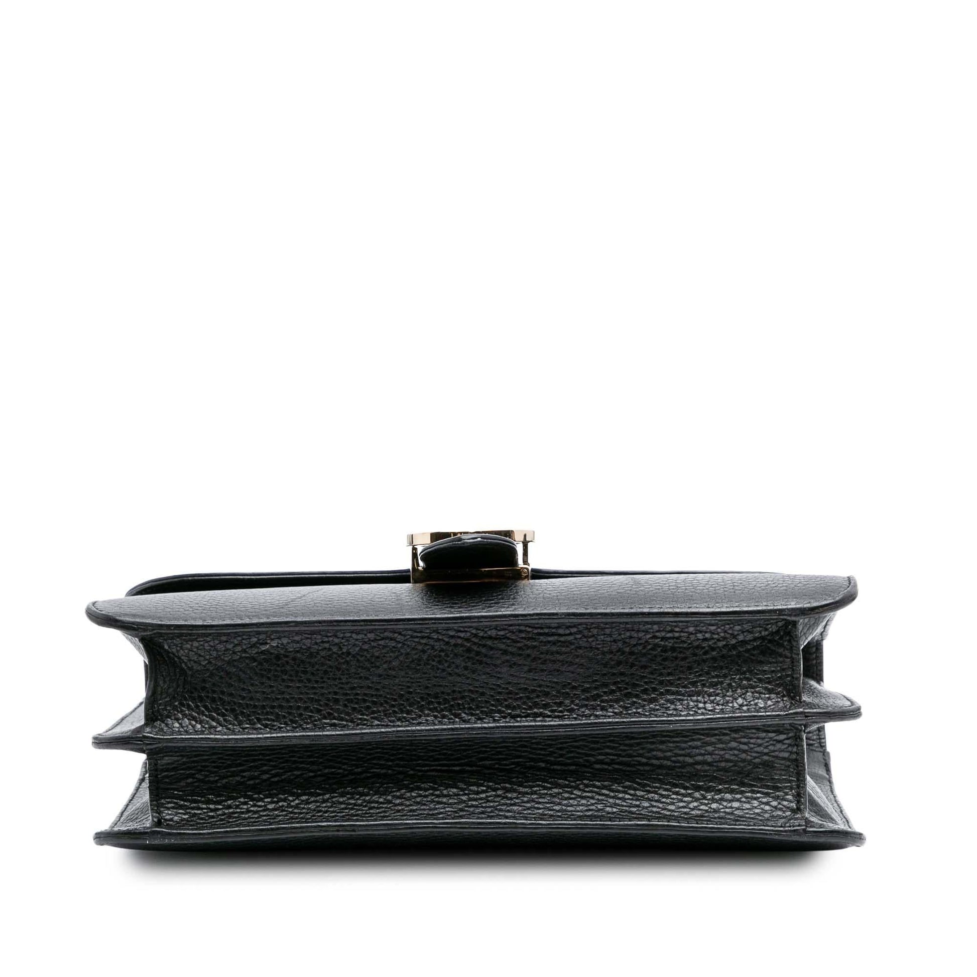 Gucci Dollar Interlocking G Calf Calfskin Black Medium Crossbody Bag