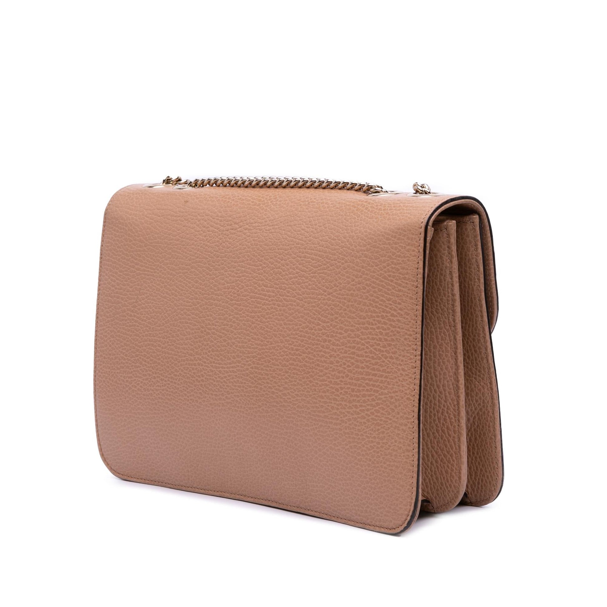Gucci Dollar Interlocking G Calf Calfskin Brown Medium Crossbody Bag