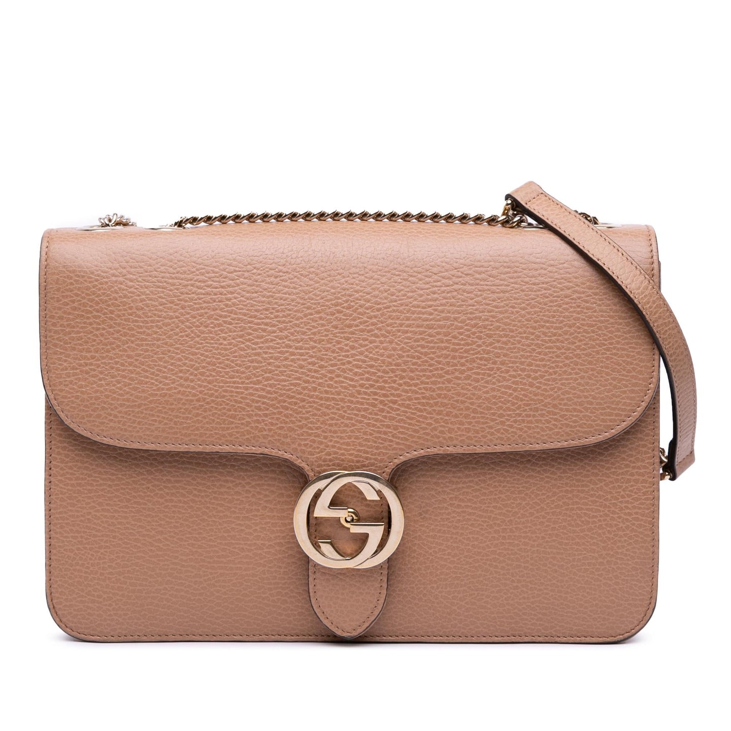 Gucci Dollar Interlocking G Calf Calfskin Brown Medium Crossbody Bag Crossbody 8