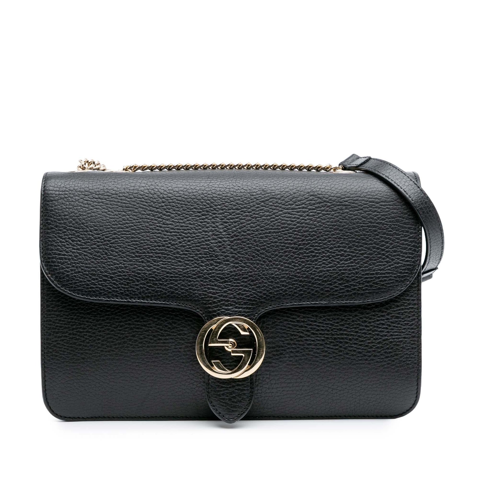 Gucci Dollar Interlocking G Calf Calfskin Black Medium Crossbody Bag Crossbody 7