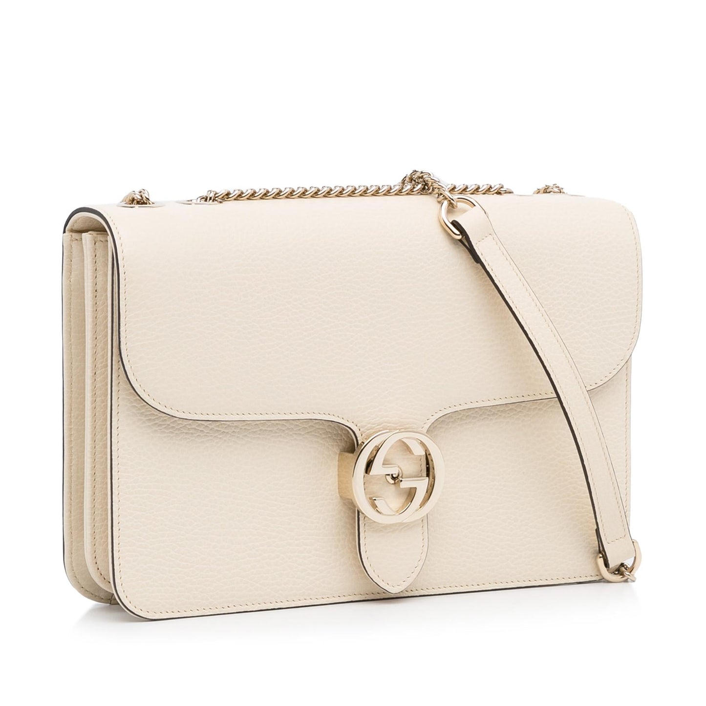 Gucci Dollar Interlocking G SHG-3QTUEt Calf White Medium Crossbody Bag