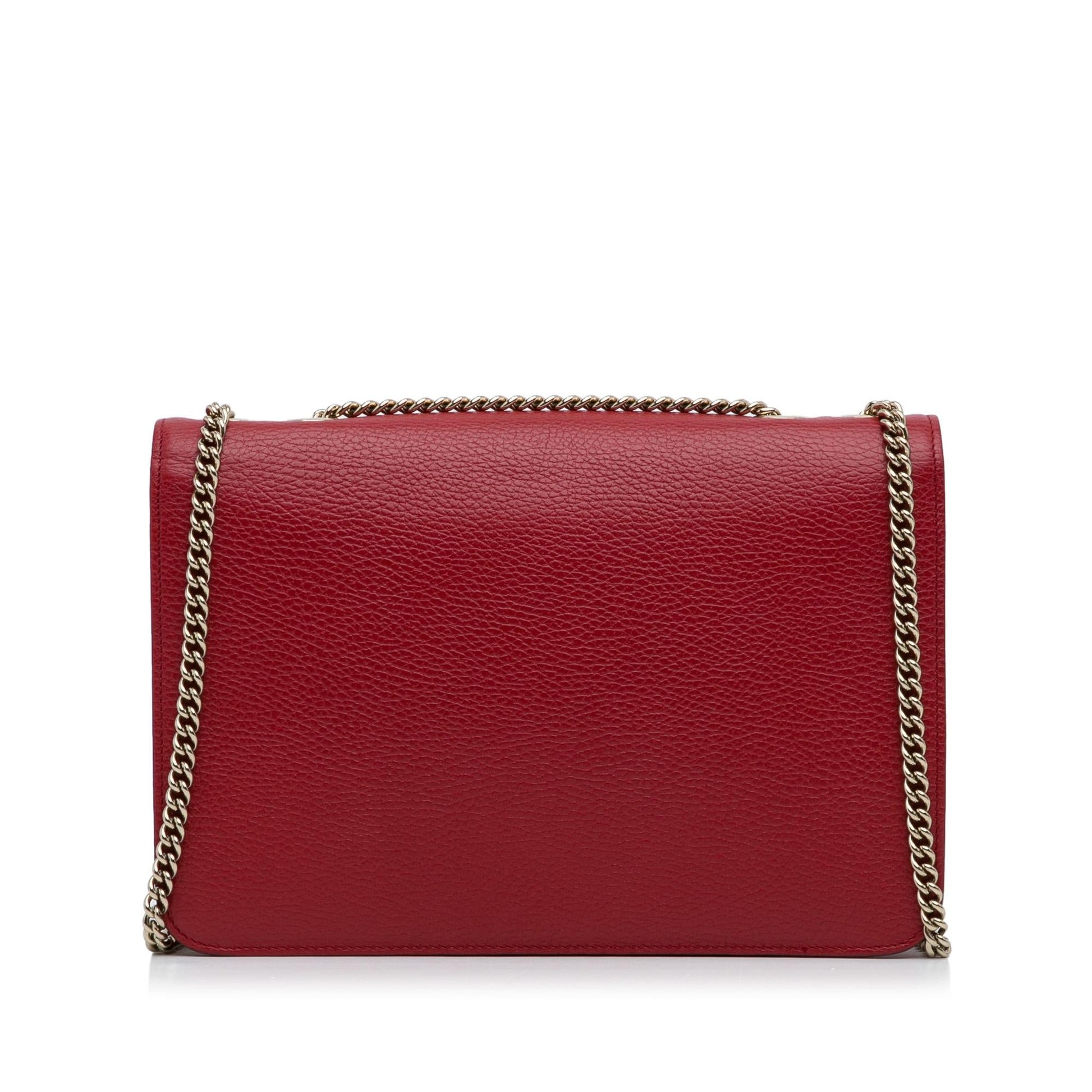 Gucci Dollar Interlocking G SHG-PDyodp Calf Red Medium Crossbody Bag