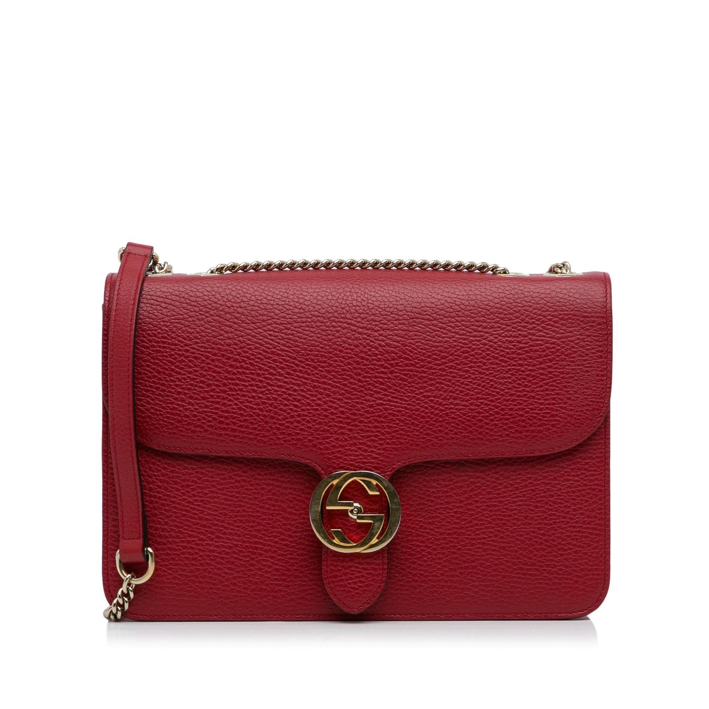 Gucci Dollar Interlocking G SHG-PDyodp Calf Red Medium Crossbody Bag