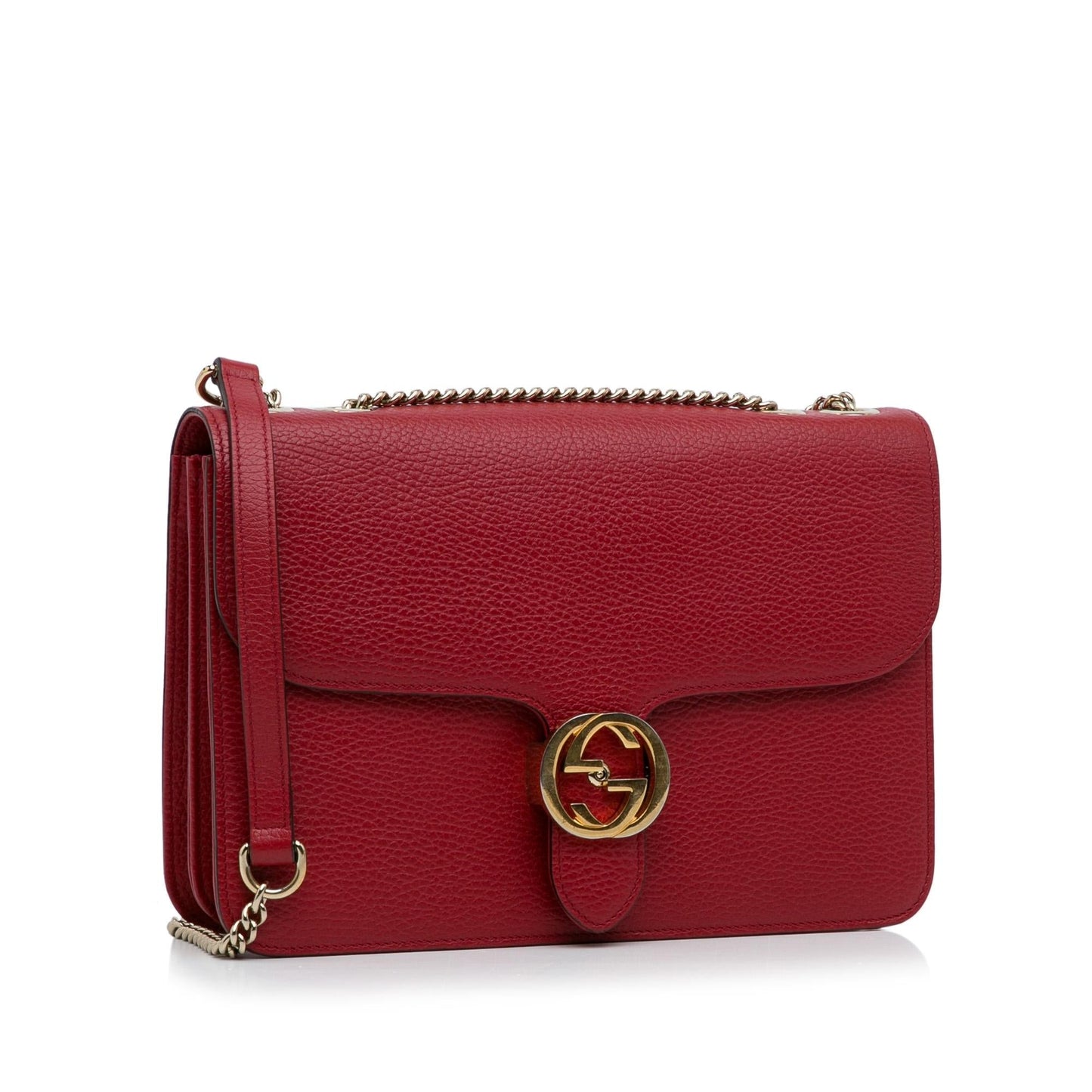 Gucci Dollar Interlocking G SHG-PDyodp Calf Red Medium Crossbody Bag