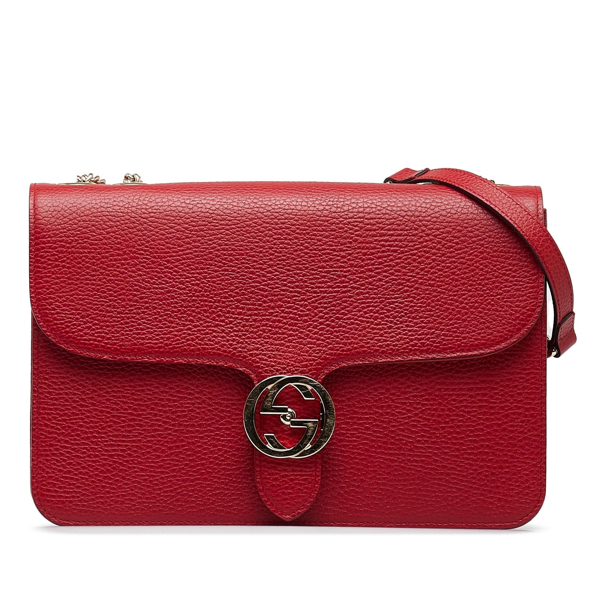 Gucci Dollar Interlocking G SHG-lJaoke Calf Red Medium Crossbody Bag