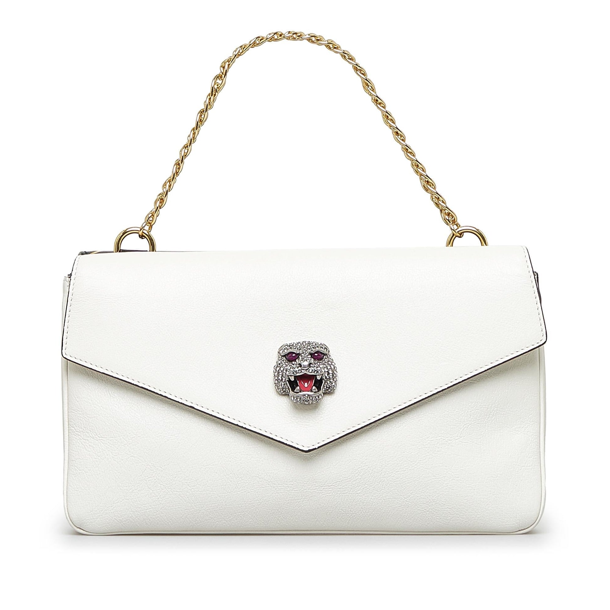 Gucci Double Thiara SHG-FzNu6L Calf Black White Medium Crossbody Bag