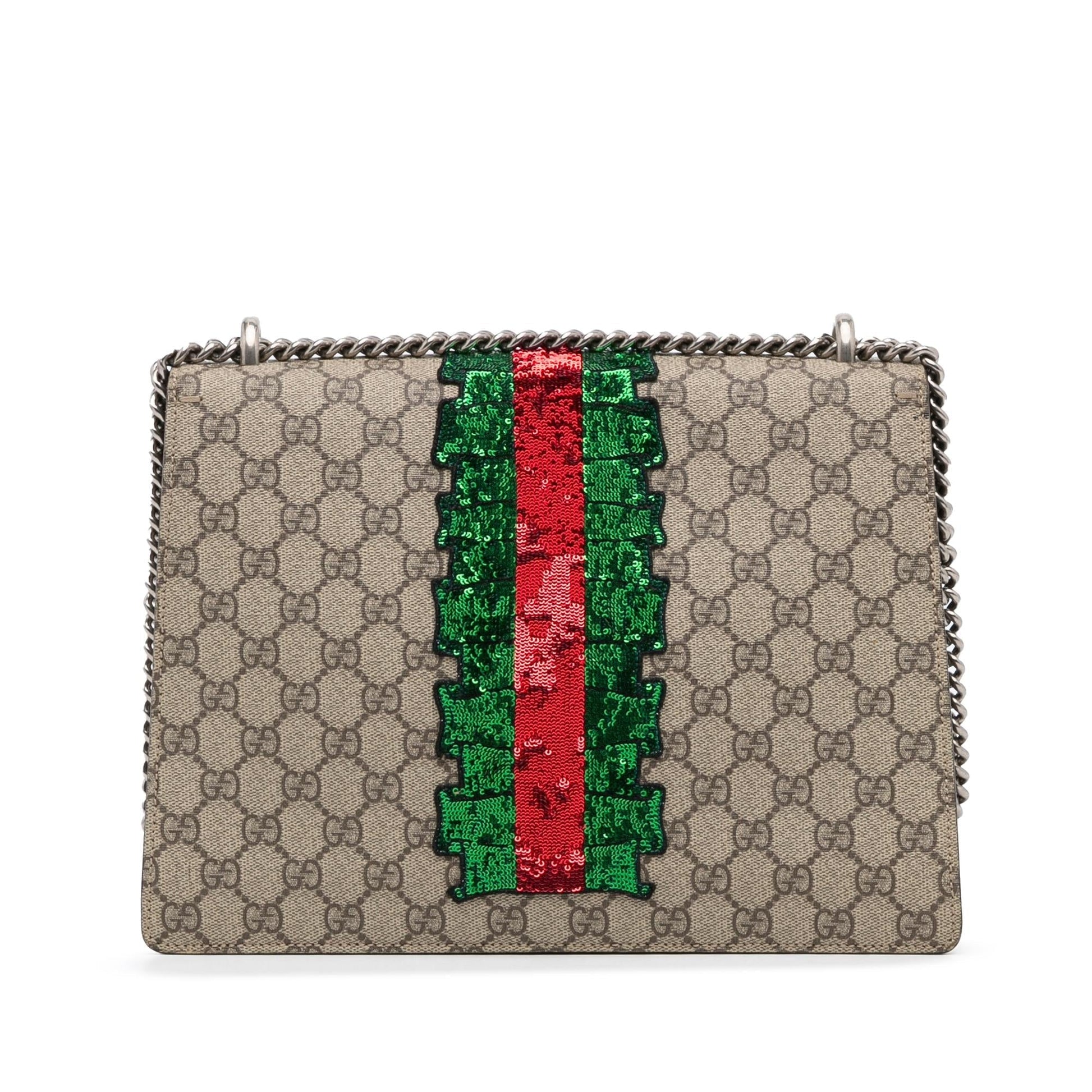 Gucci Embellished GG Supreme Dionysus SHG-lkC3tu Canvas Brown Medium Shoulder Bag