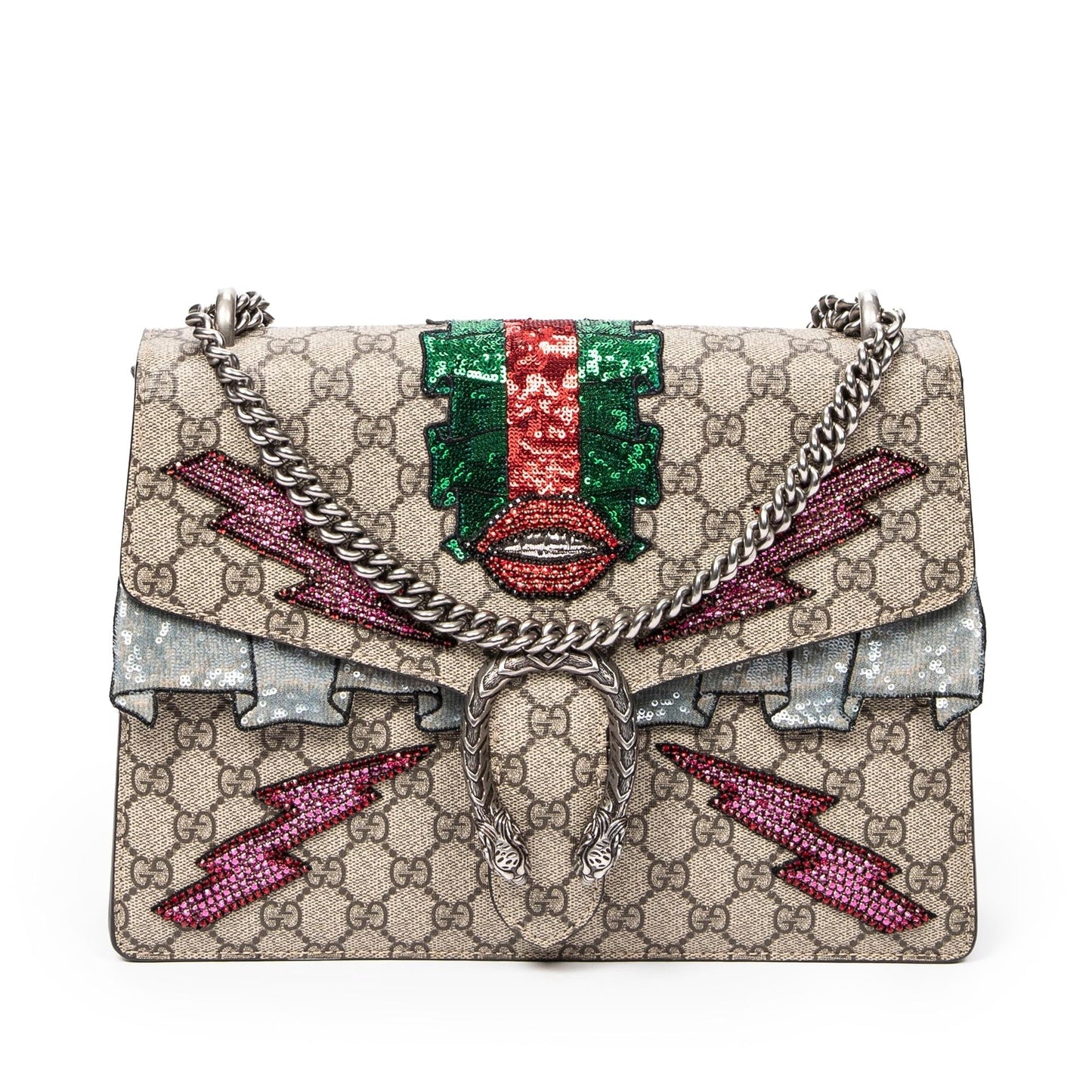 Gucci Embellished GG Supreme Dionysus SHG-jB9ofC Canvas Brown Medium Shoulder Bag