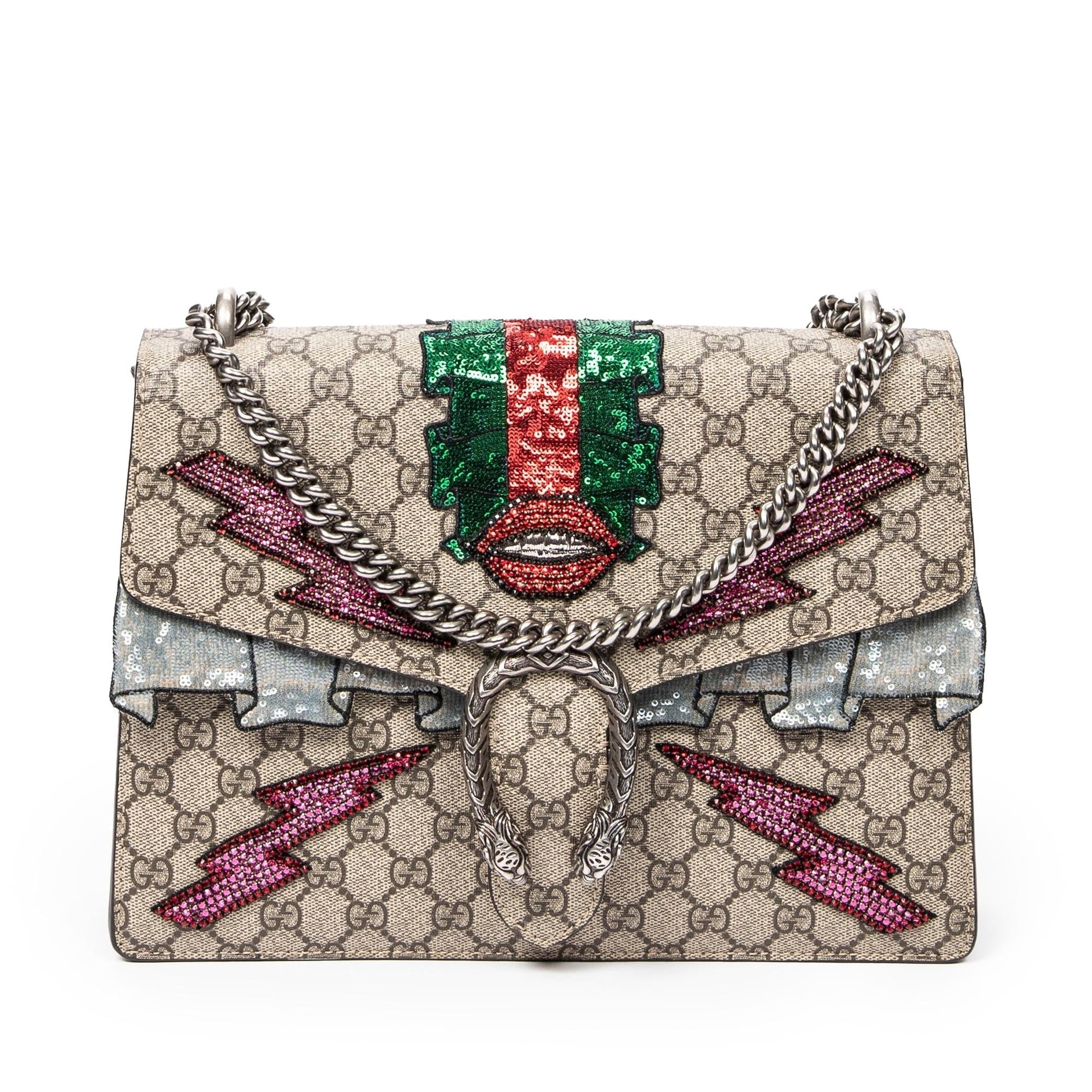 Gucci Embellished GG Supreme Dionysus SHG-jB9ofC Canvas Brown Medium Shoulder Bag