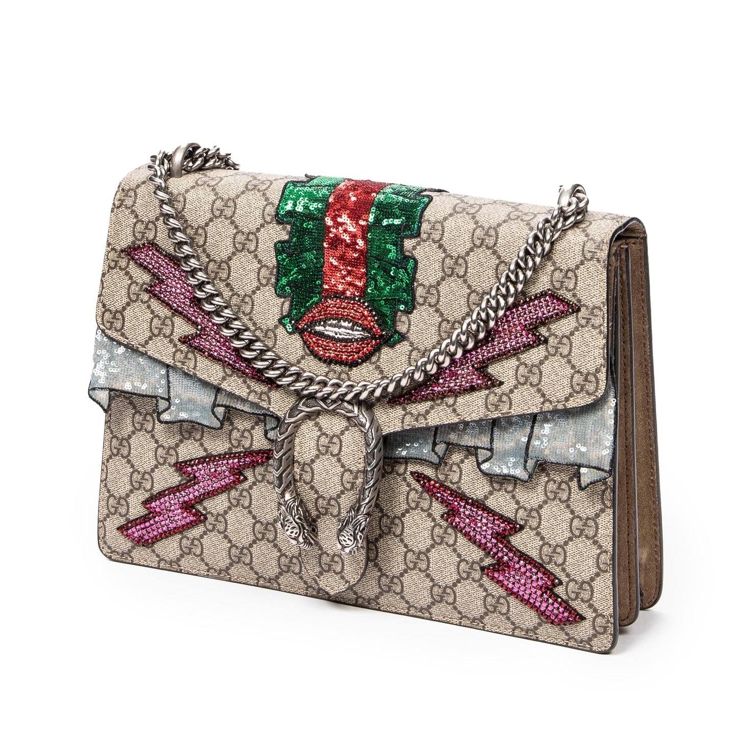 Gucci Embellished GG Supreme Dionysus SHG-jB9ofC Canvas Brown Medium Shoulder Bag