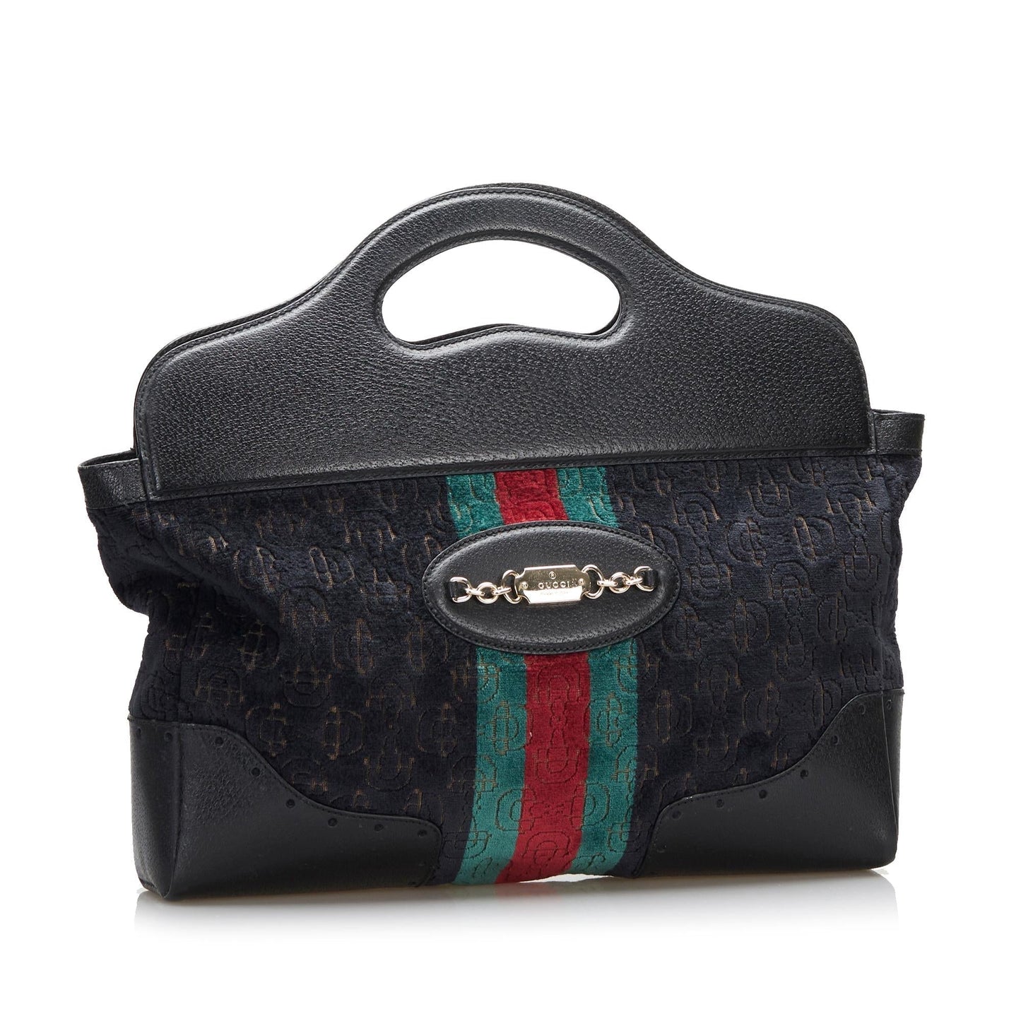 Gucci Embossed Horsebit Velvet Punch SHG-LahSsr Calf Black Medium Tote Bag
