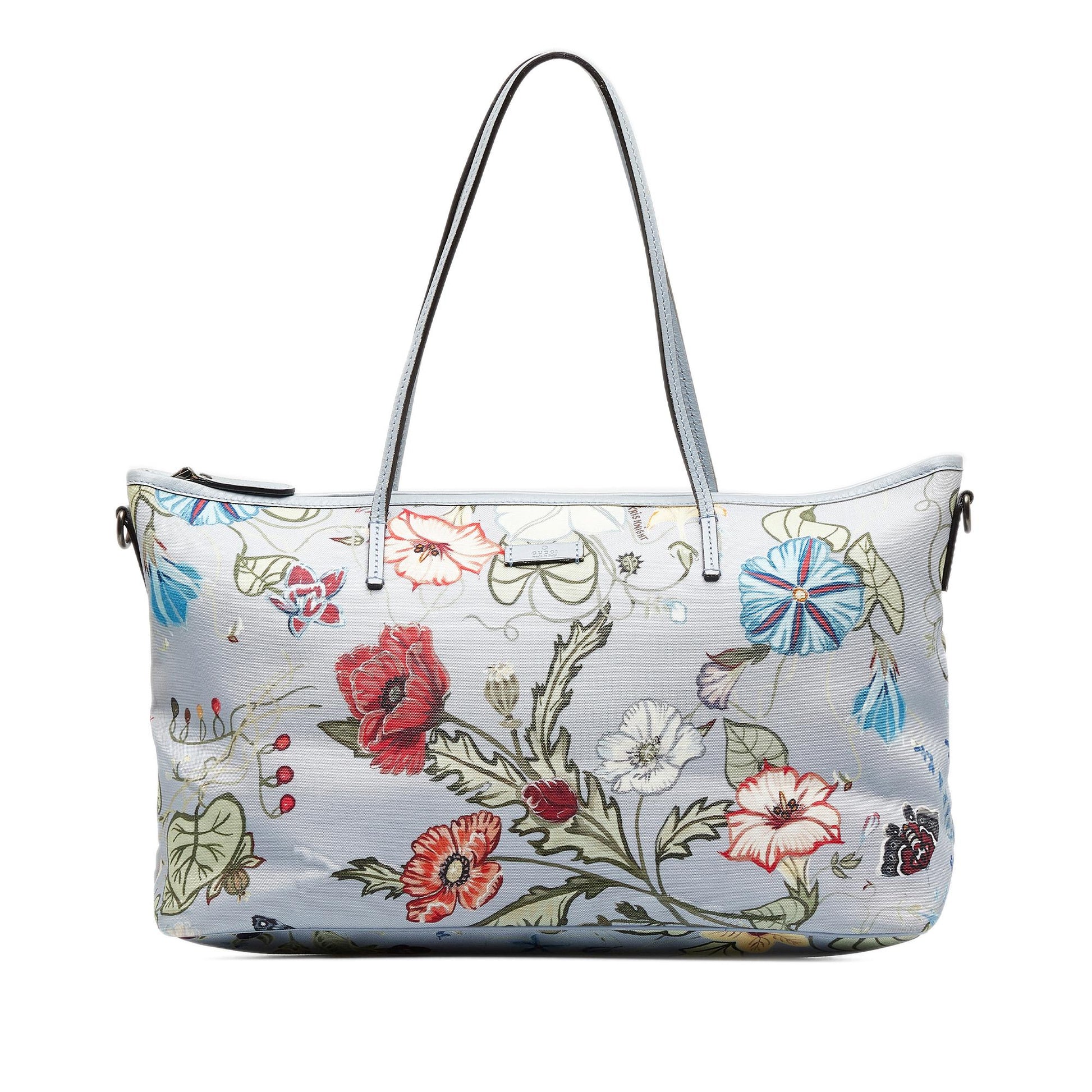 Gucci Flora Knight SHG-ZWs38E Nylon Blue Medium Satchel Bag