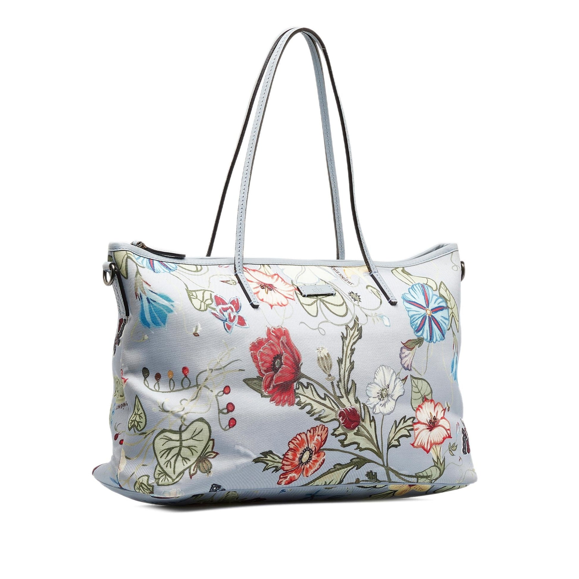 Gucci Flora Knight SHG-ZWs38E Nylon Blue Medium Satchel Bag