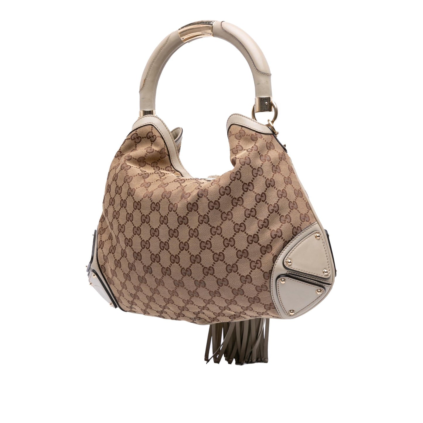 Gucci GG Bamboo Indy Canvas Medium Shoulder Bag Hobo 1
