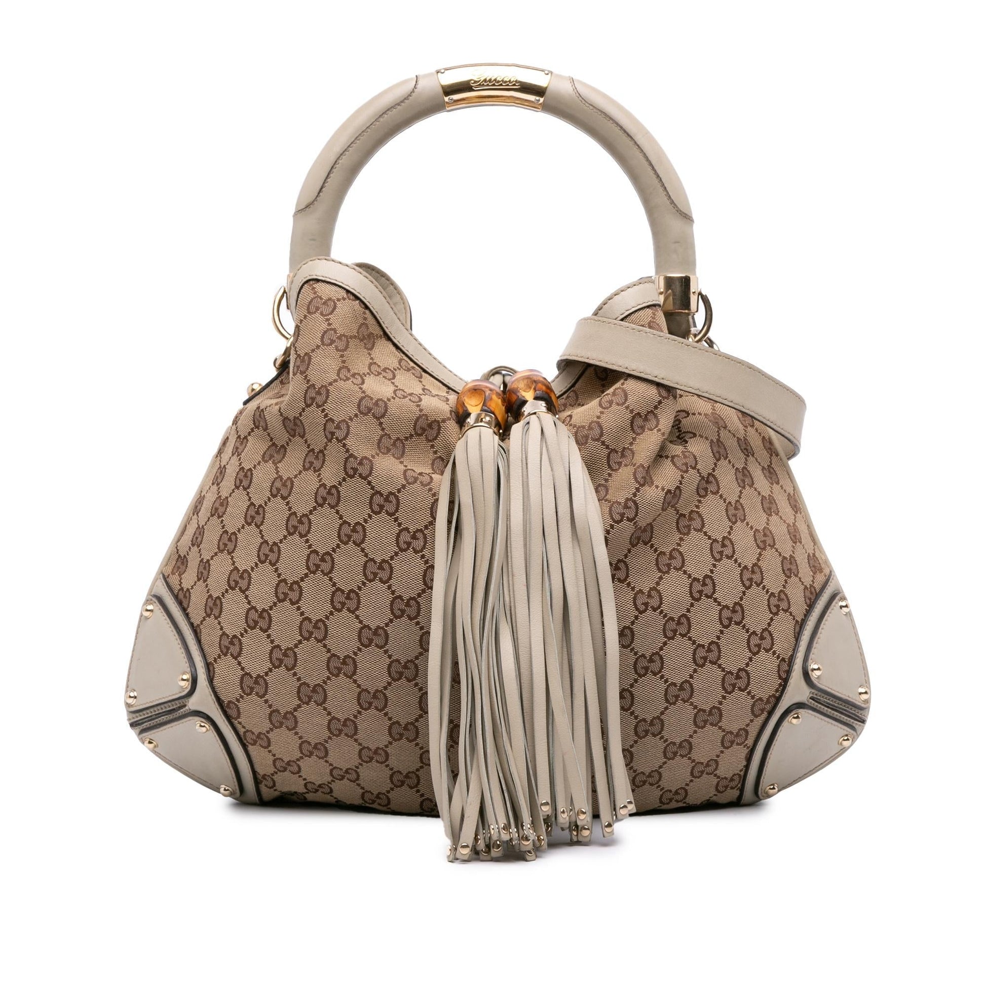Gucci GG Bamboo Indy Canvas Medium Shoulder Bag
