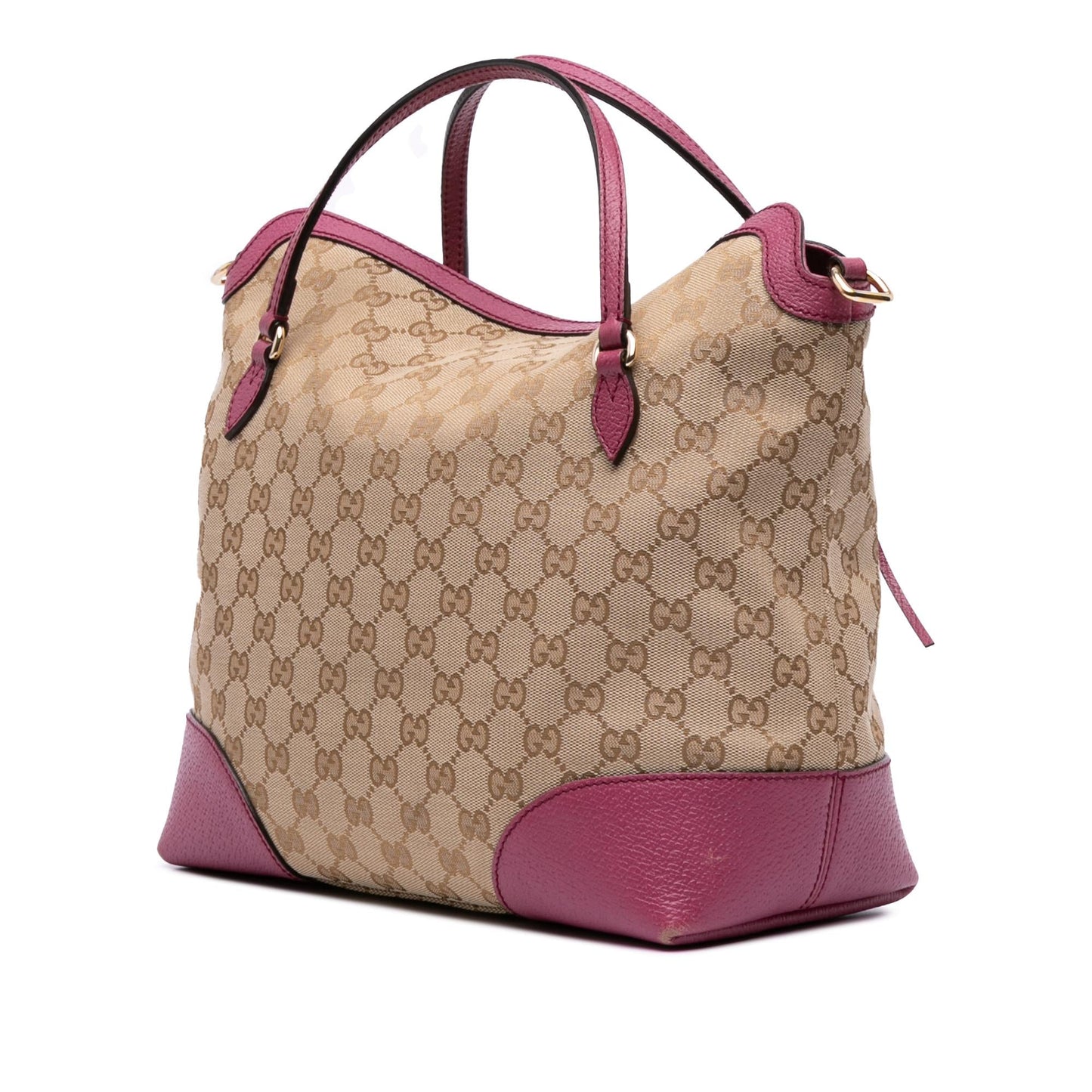 Gucci GG Bree Canvas Calf Brown Pink Satchel Bag Satchel 1