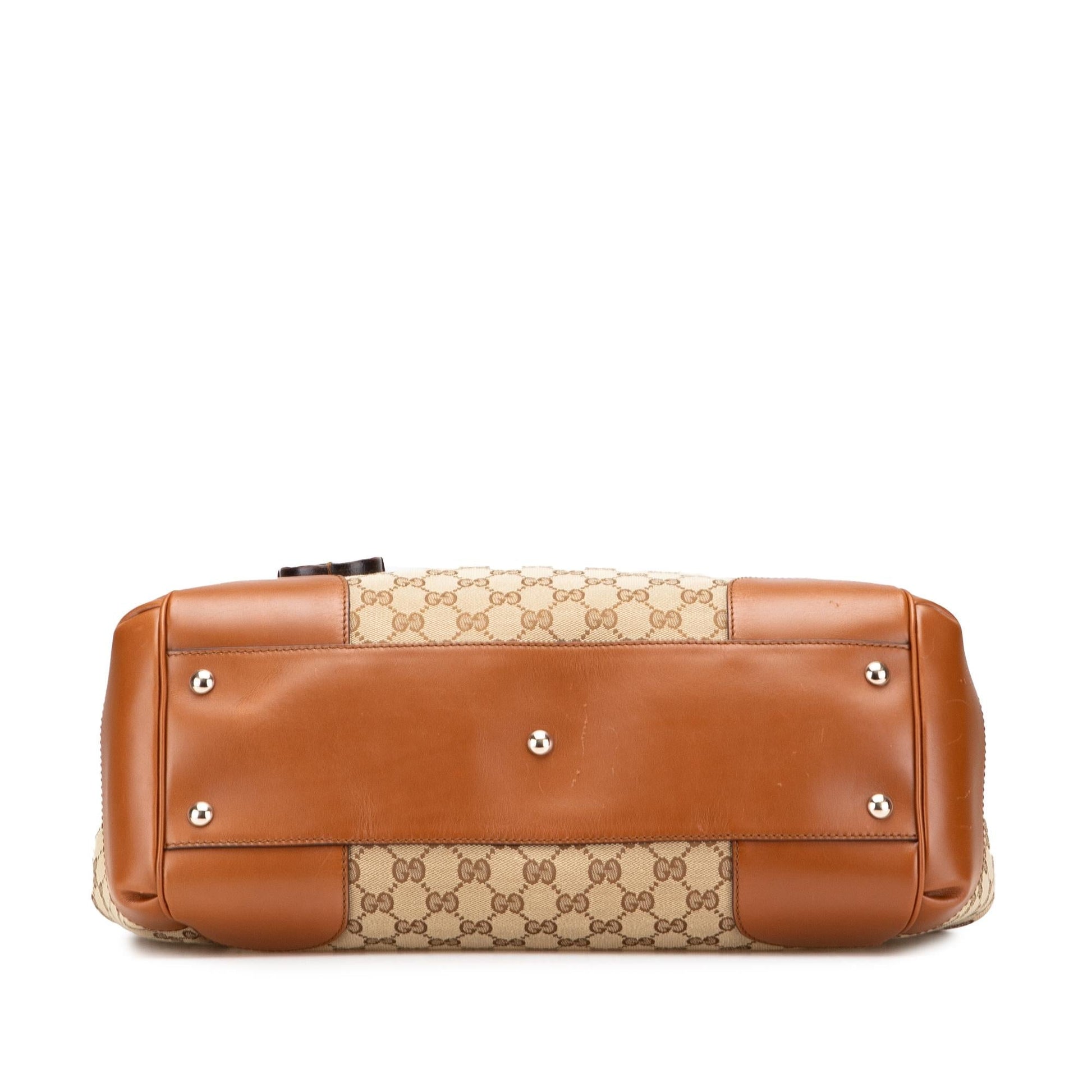 Gucci GG Brick Lane Canvas Calf Brown Medium Tote Bag Tote 1