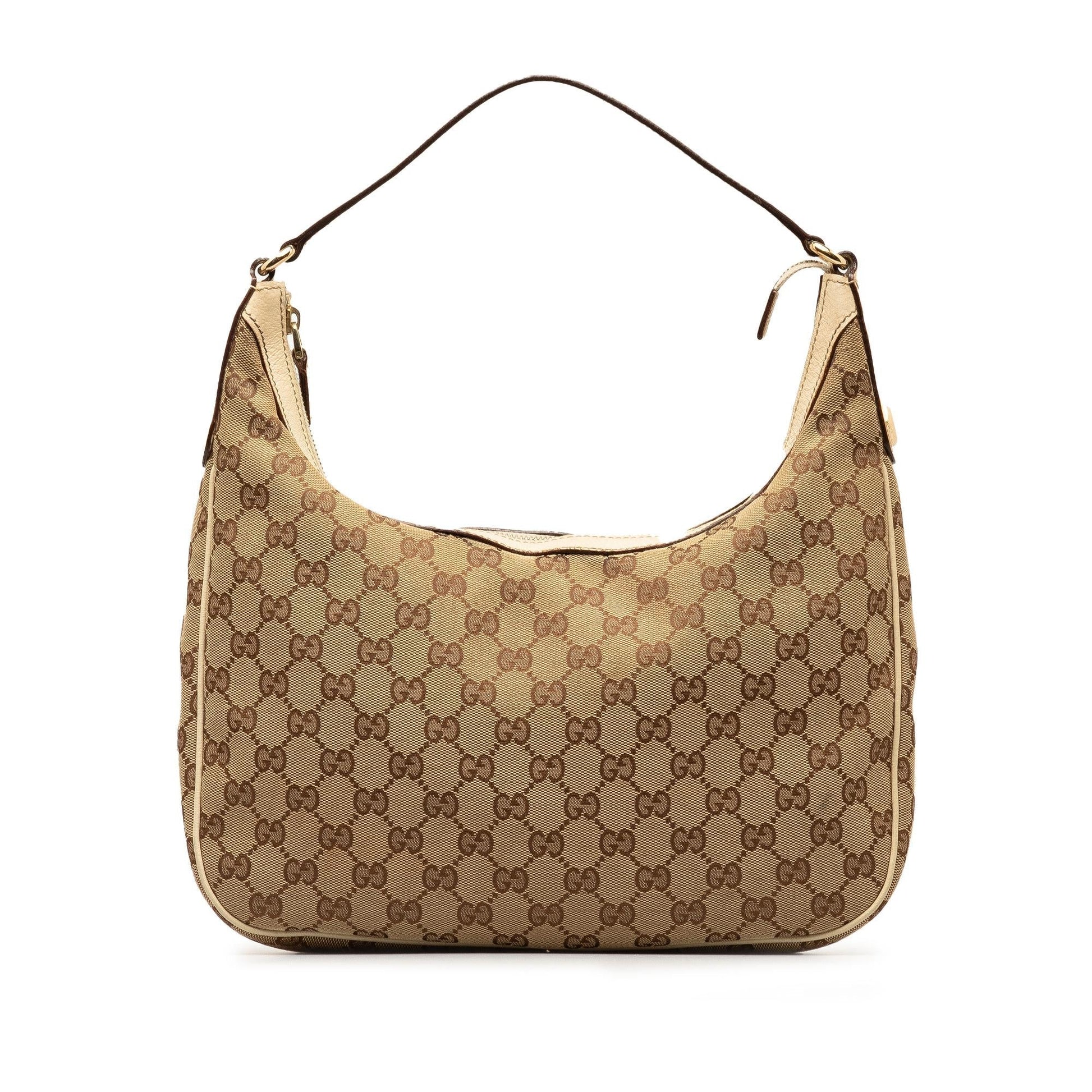 Gucci GG Charmy SHG-ZQzwN6 Canvas Calf White Brown Shoulder Bag