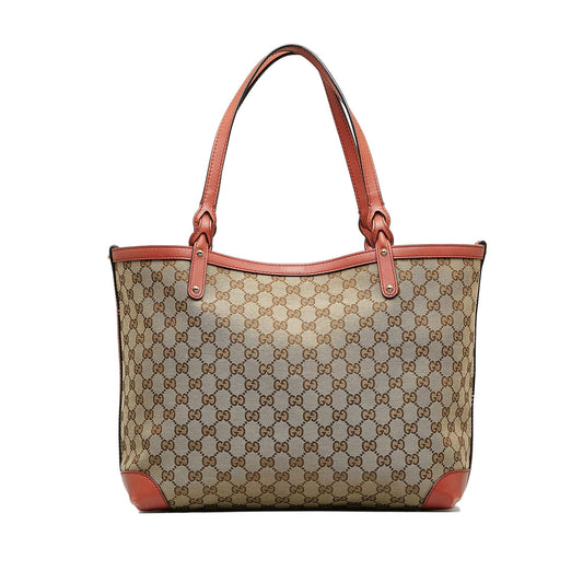 Gucci GG Craft SHG-NM3V4c Canvas Brown Medium Tote Bag