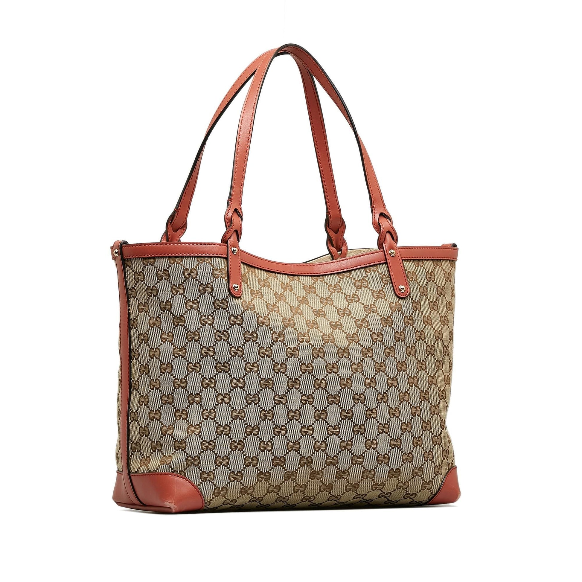 Gucci GG Craft SHG-NM3V4c Canvas Brown Medium Tote Bag
