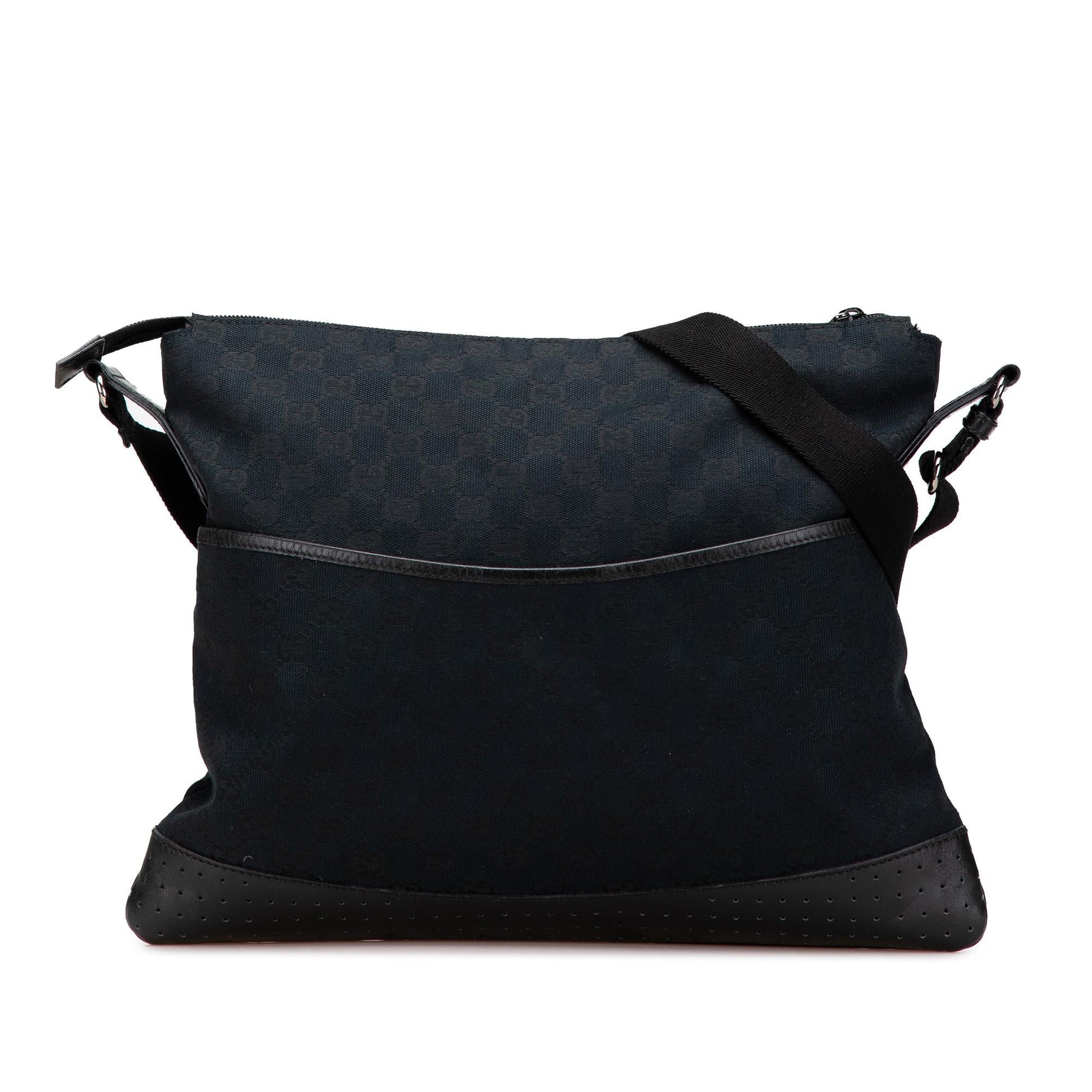 Gucci GG Canvas Calf Blue Medium Crossbody Bag