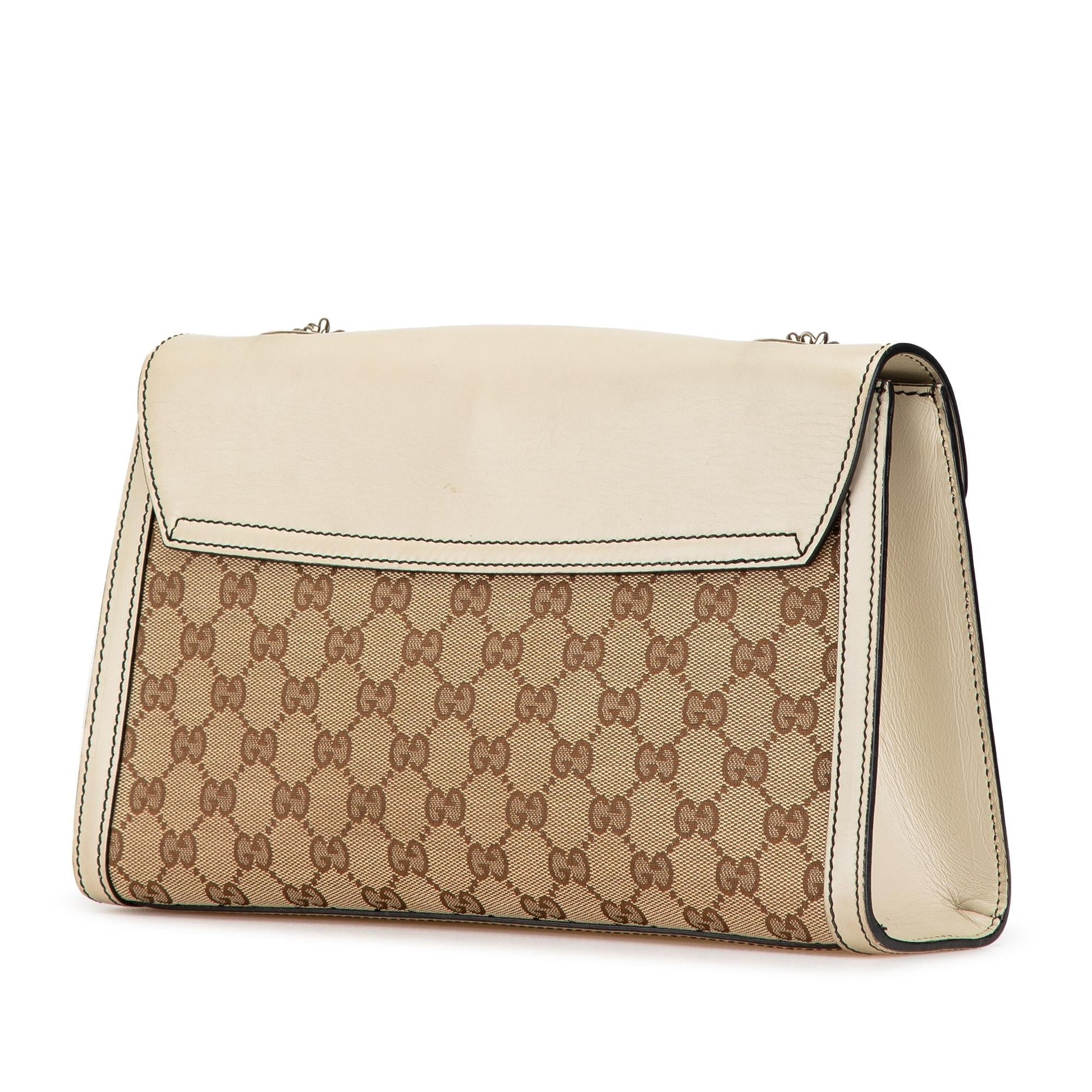 Gucci GG Emily Canvas Calf White Brown Shoulder Bag