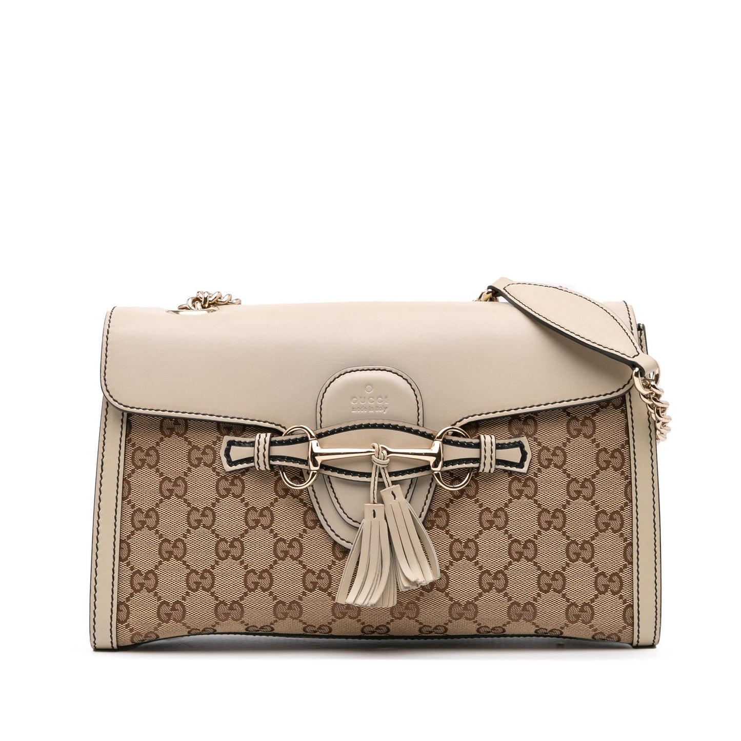 Gucci GG Emily Canvas Calf White Brown Shoulder Bag Bag 1