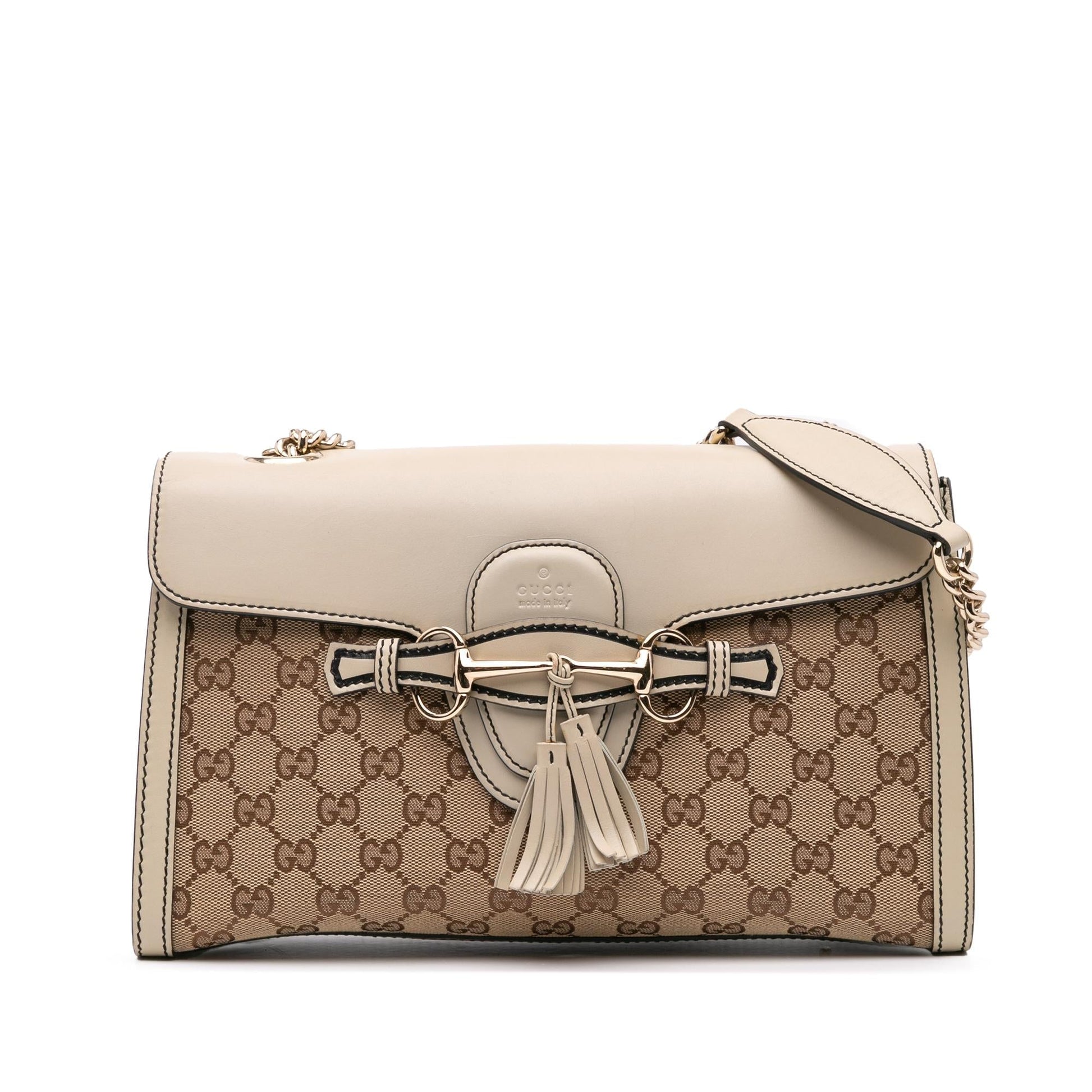 Gucci GG Emily Canvas Calf White Brown Shoulder Bag Bag 1