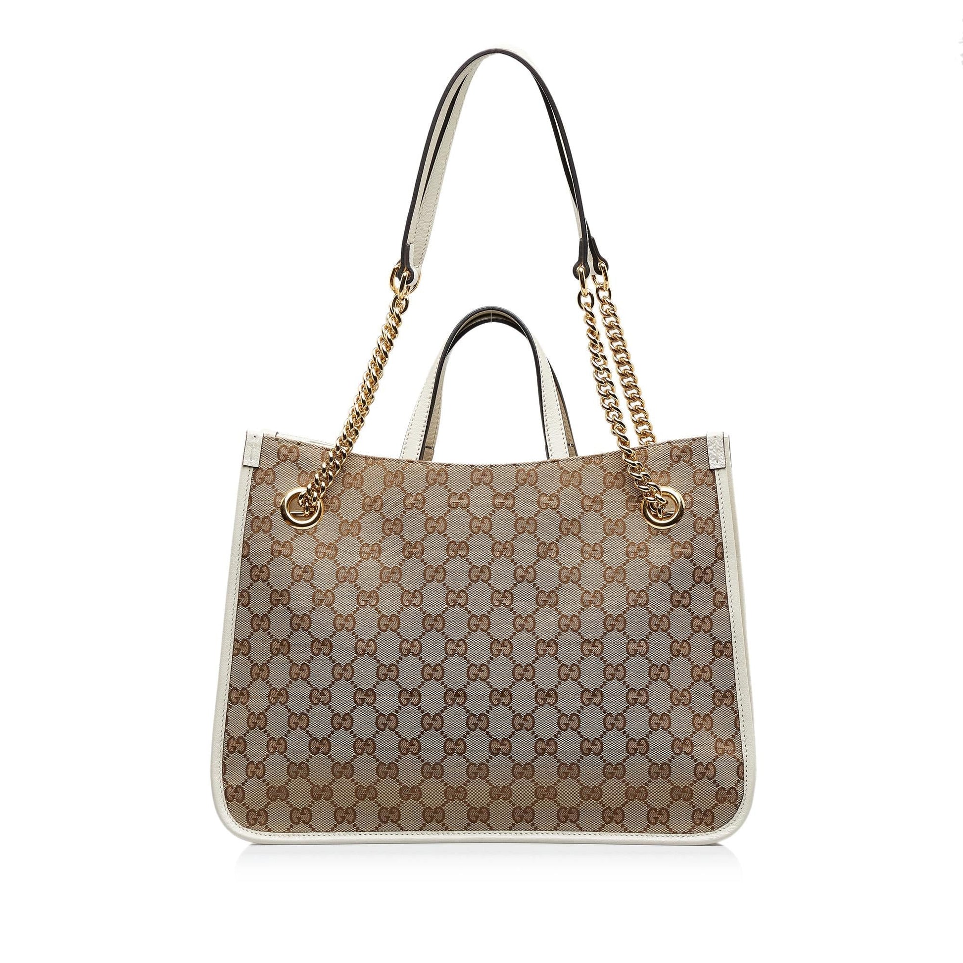 Gucci GG Horsebit SHG-vcUCLM Canvas Calf White Brown Tote Bag