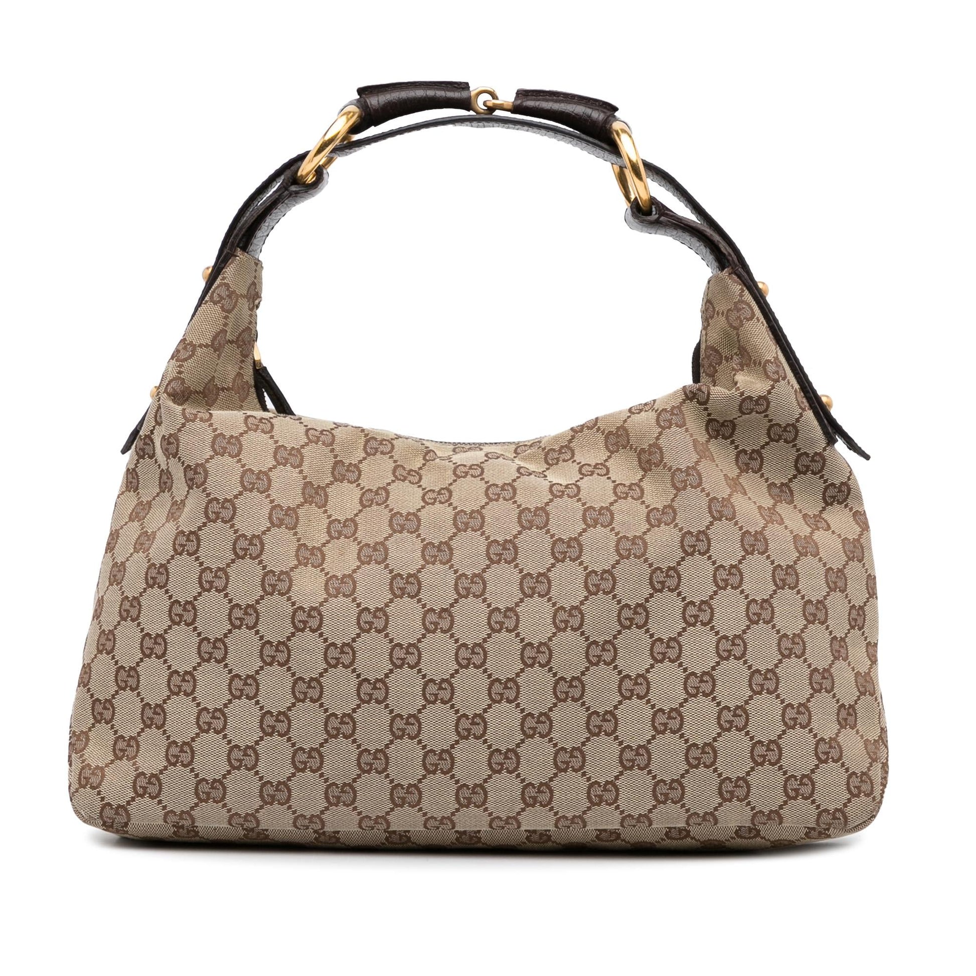 Gucci GG Horsebit SHG-EgWdH2 Canvas Calf Brown Medium Shoulder Bag