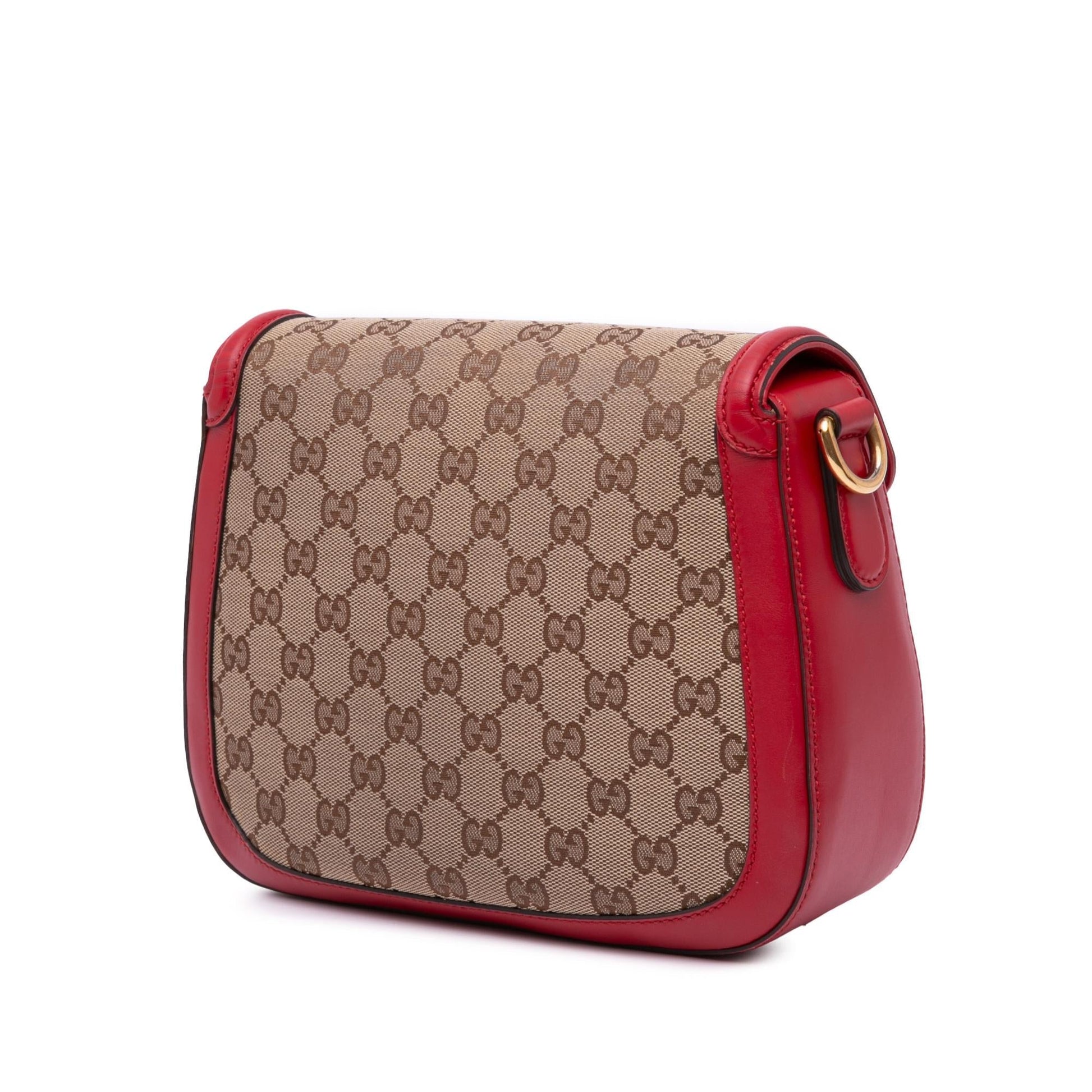 Gucci GG Lady Web Canvas Calf Brown Red Crossbody Bag