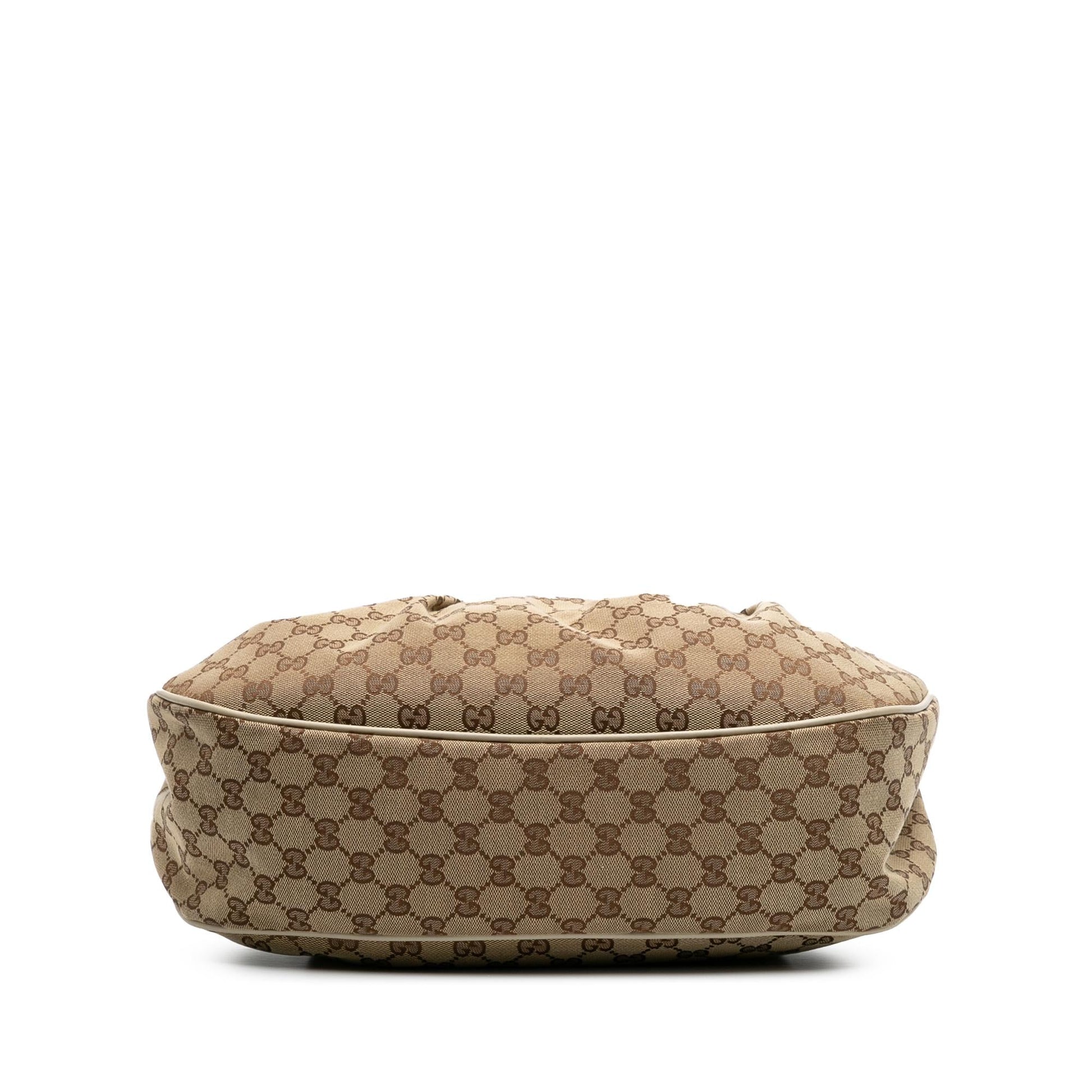 Gucci GG Sukey Canvas Calf White Brown Shoulder Bag