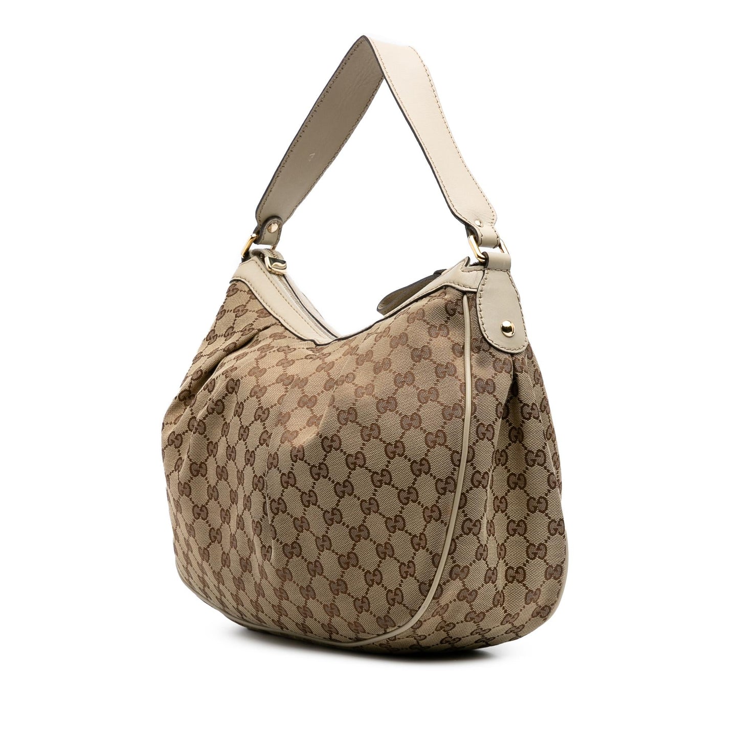 Gucci GG Sukey Canvas Calf White Brown Shoulder Bag