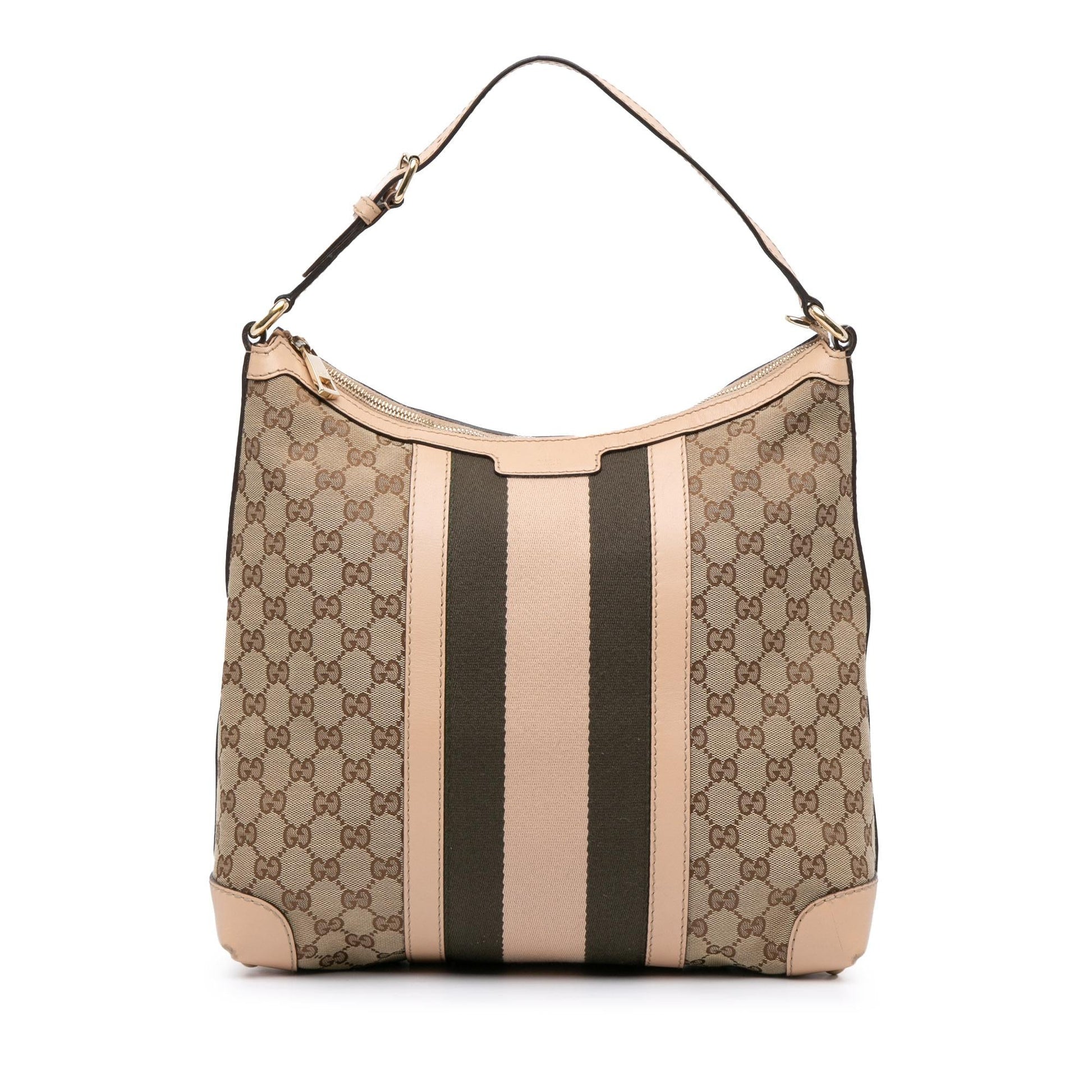 Gucci GG Web Canvas Calf Brown Medium Shoulder Bag Bag 1