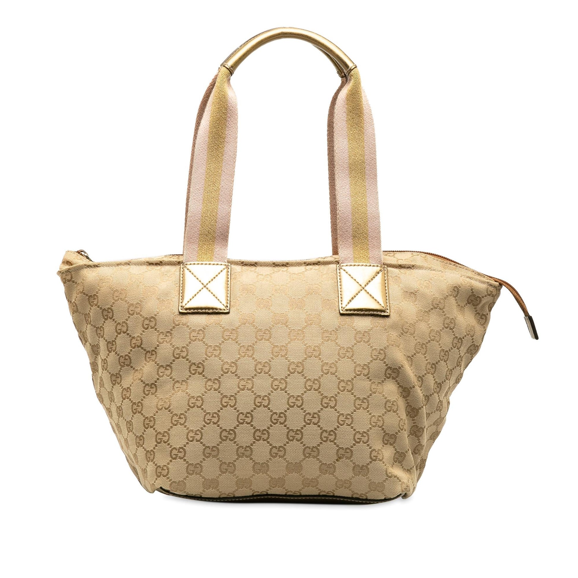 Gucci GG Web Zip SHG-kEKFuo Canvas Brown Medium Satchel Bag