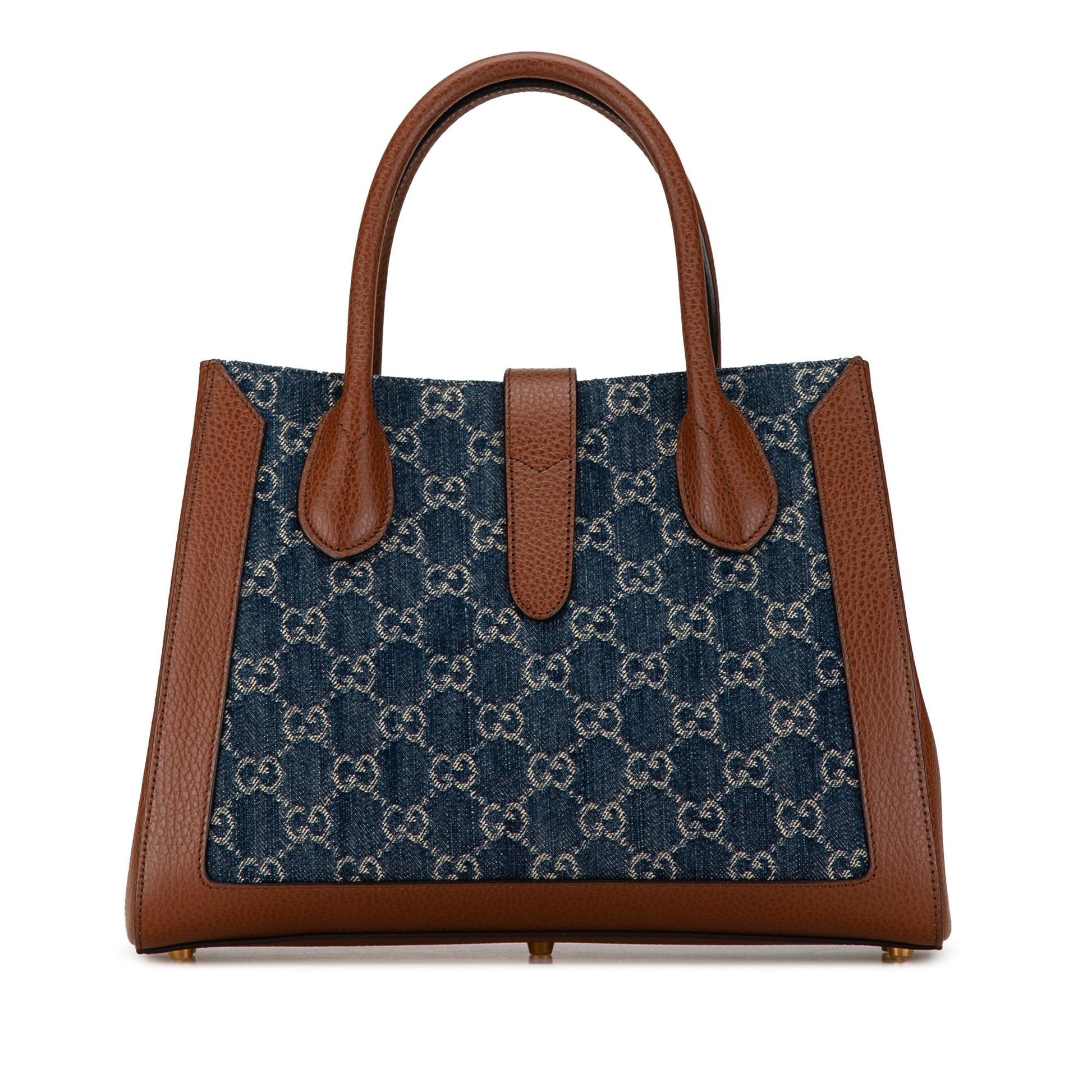Gucci GG Jackie SHG-Um5mCw Denim Calf Brown Blue Tote Bag