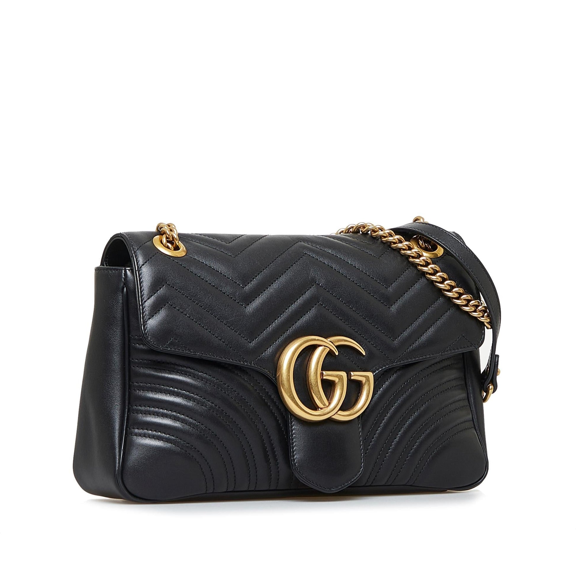 Gucci GG Marmont SHG-A8Ntcs Calf Black Medium Crossbody Bag