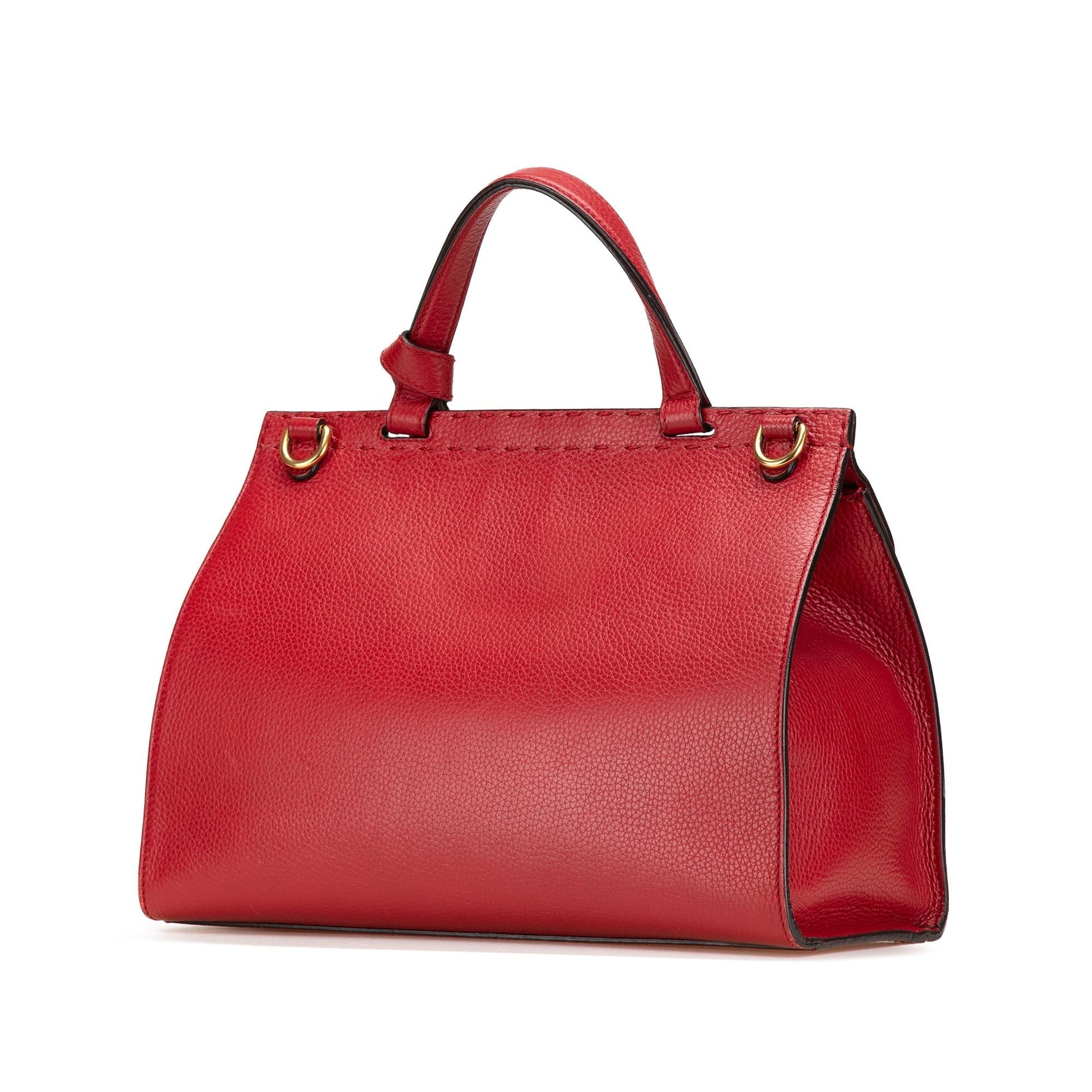 Gucci GG Marmont Grained Top Handle Leather Calf Red Medium Satchel Bag Handle Satchel