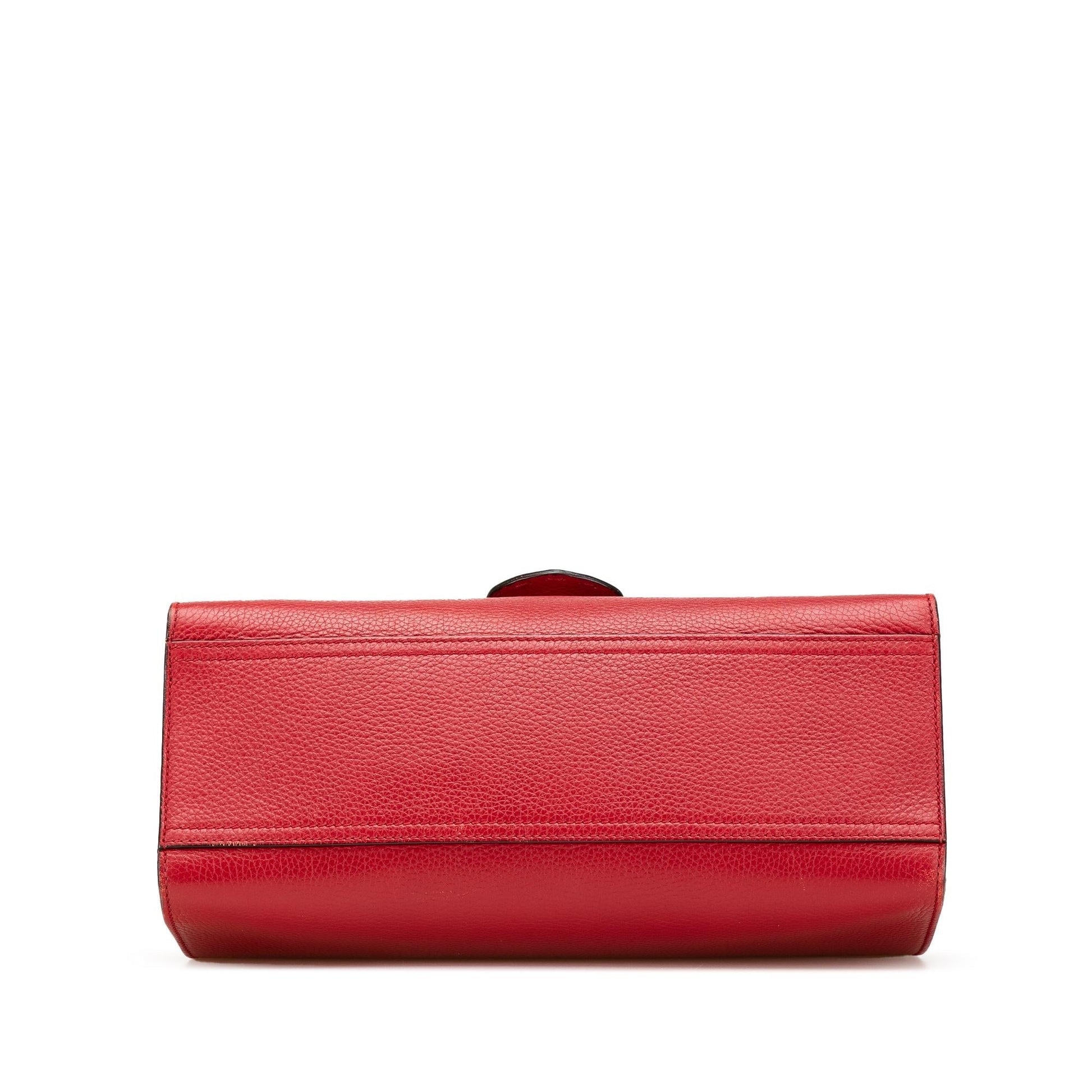 Gucci GG Marmont Grained Top Handle Leather Calf Red Medium Satchel Bag