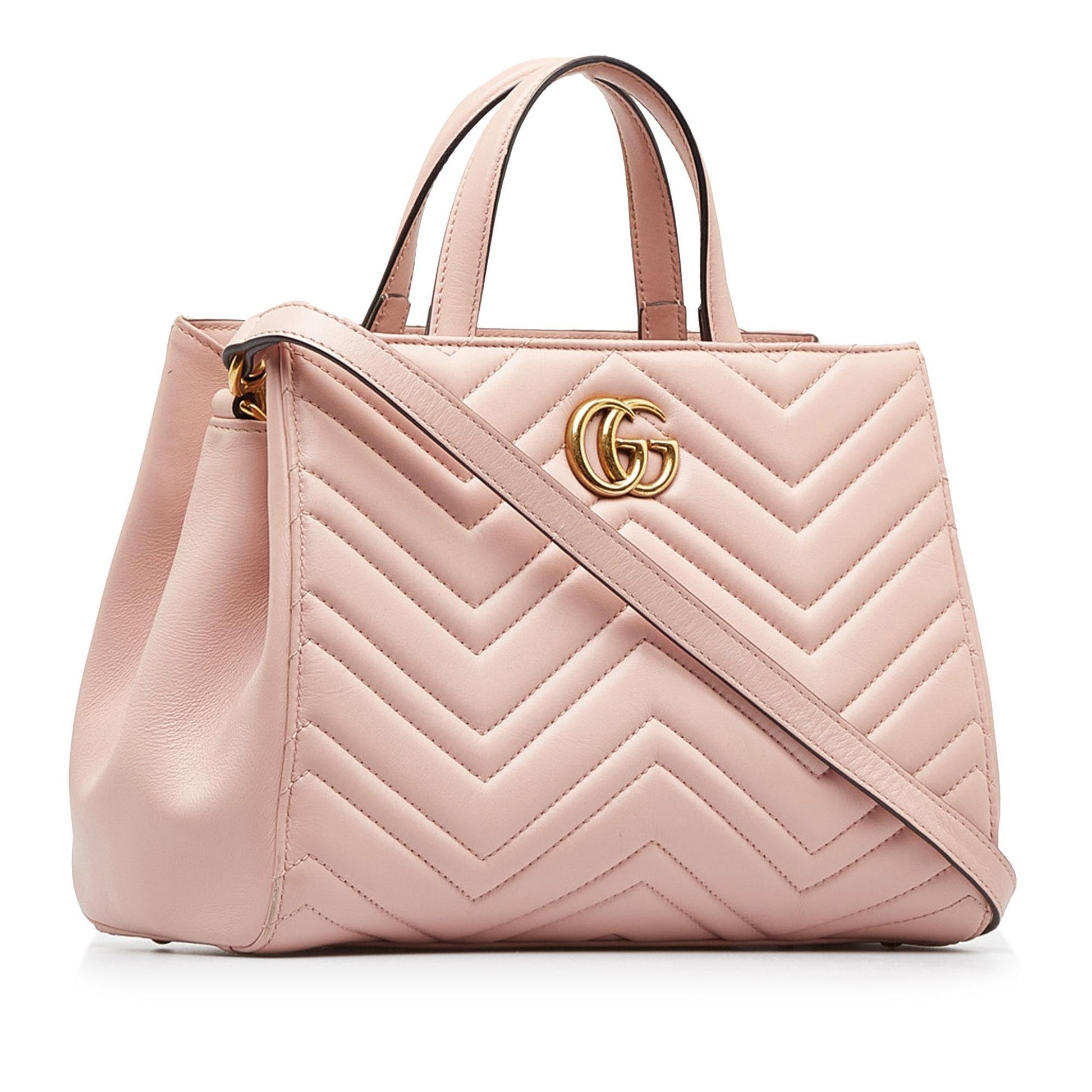 Gucci GG Marmont SHG-ogkbtd Matelasse Calf Pink Medium Tote Bag
